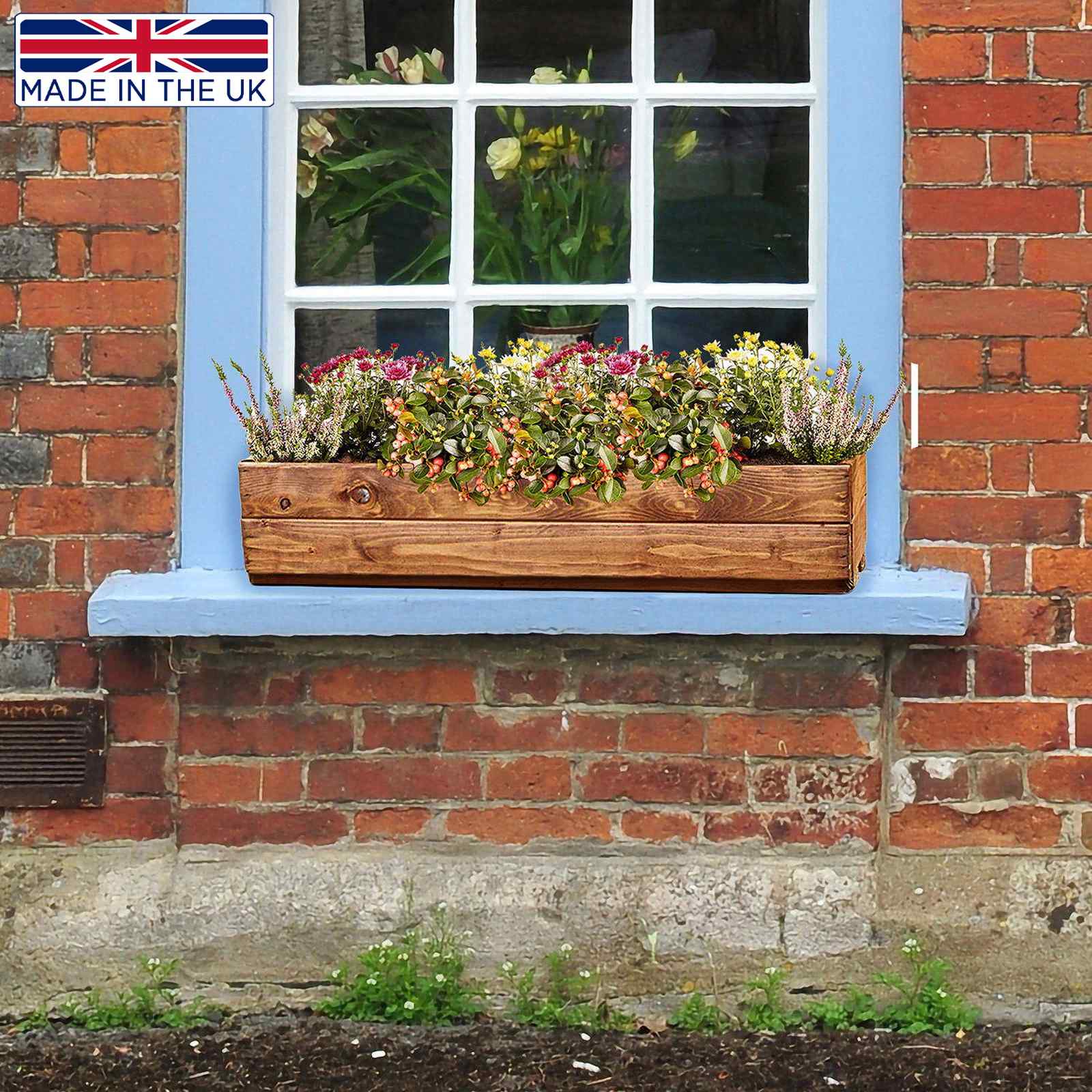 Rustic Scandinavian Redwood Window Box Outdoor Planter Made in UK by HORTICO