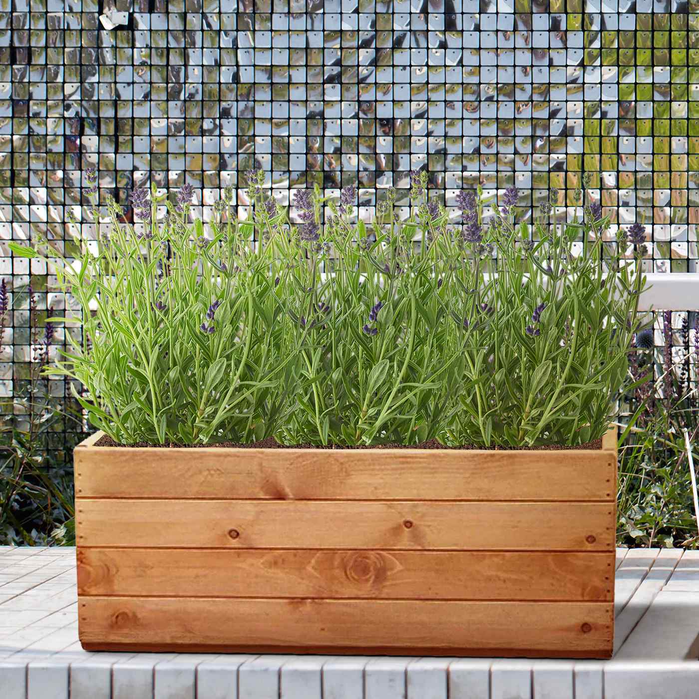 Rustic Scandinavian Redwood Open Trough Outdoor Planter Made in UK by HORTICO