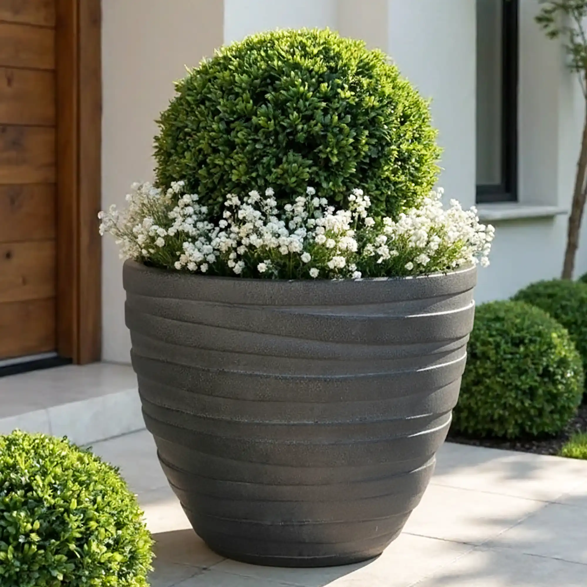 IDEALIST Lite Row Light Concrete Egg Planter