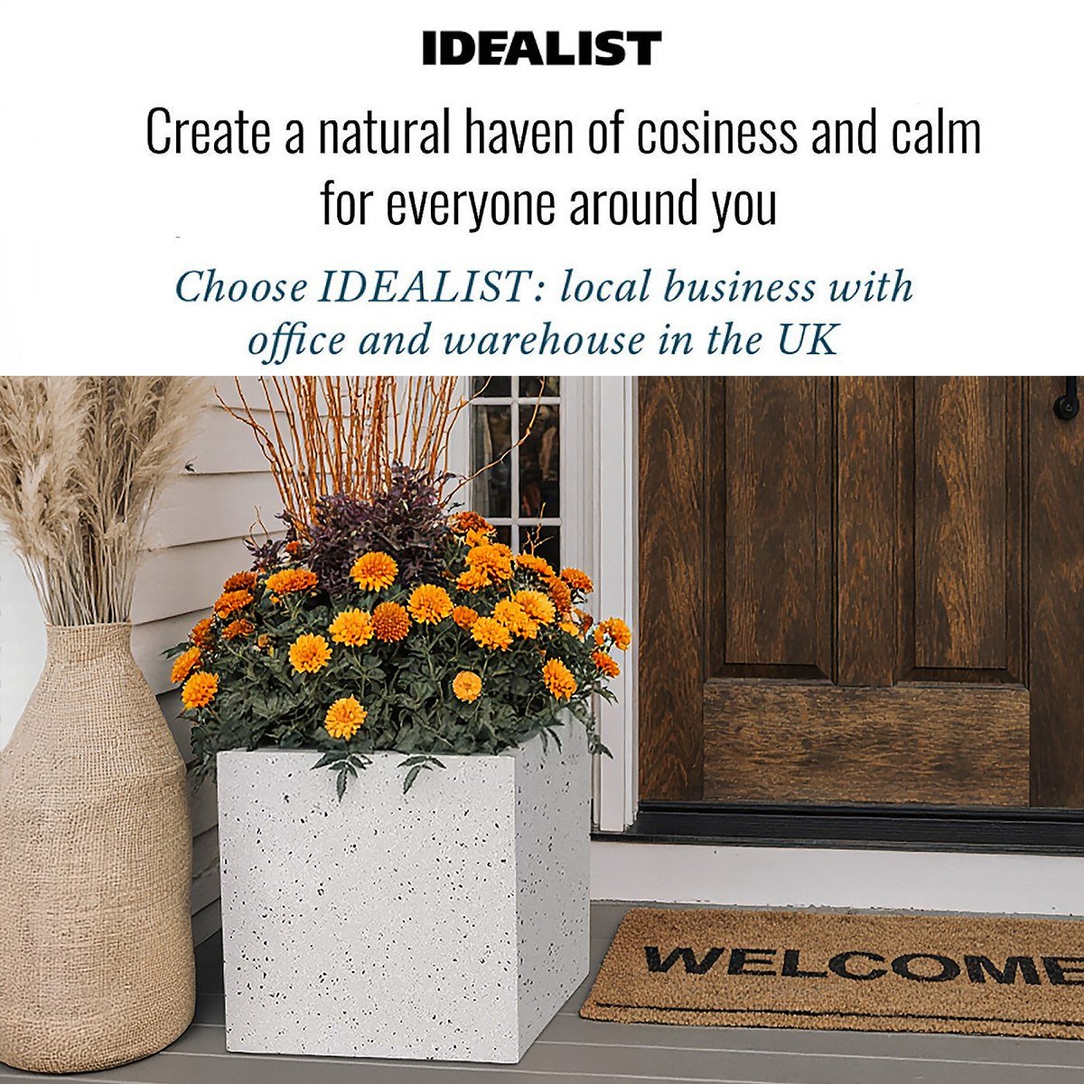 IDEALIST Lite Square Box Contemporary Marble Light Concrete Planter