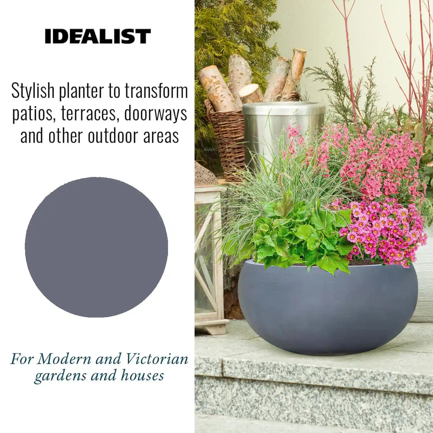 IDEALIST Lite Classic Smooth Bowl Outdoor Planter