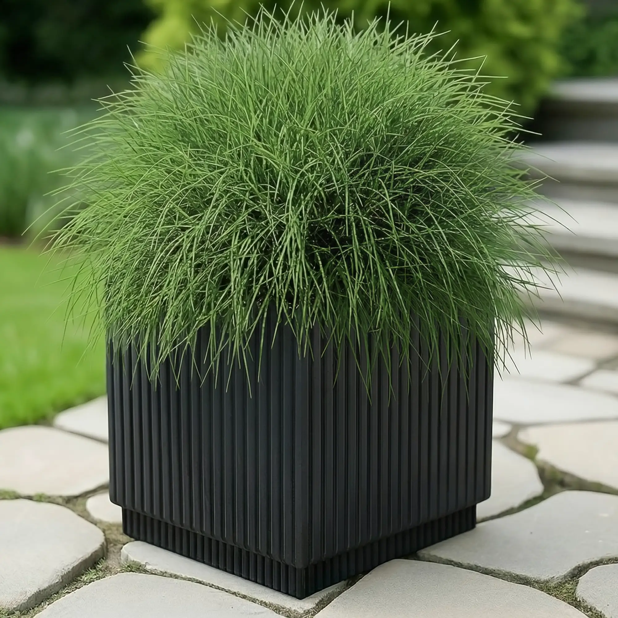 IDEALIST Lite Vertical Ribbed Square Effect Outdoor Planter