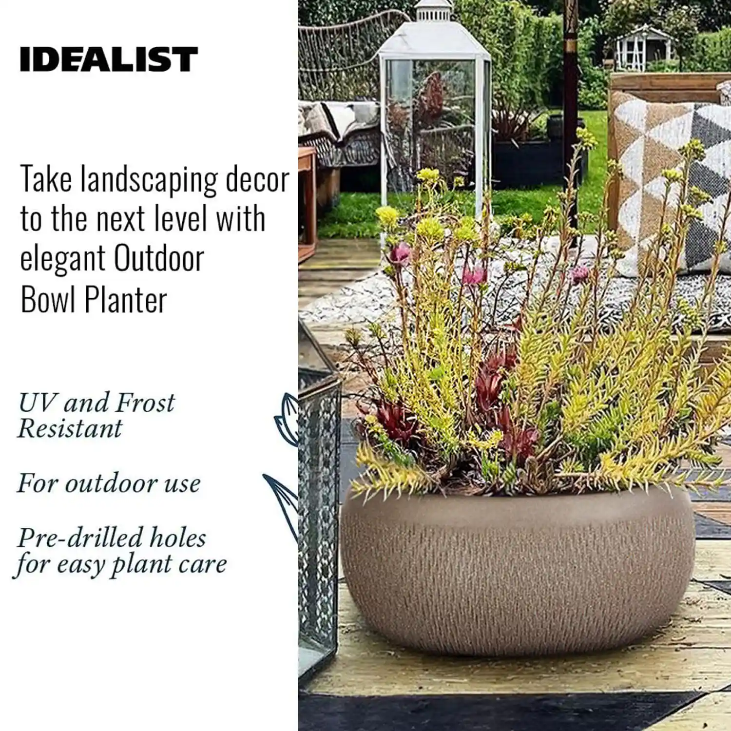 IDEALIST Lite Mesh Style Bowl Planter Outdoor Plant Pot