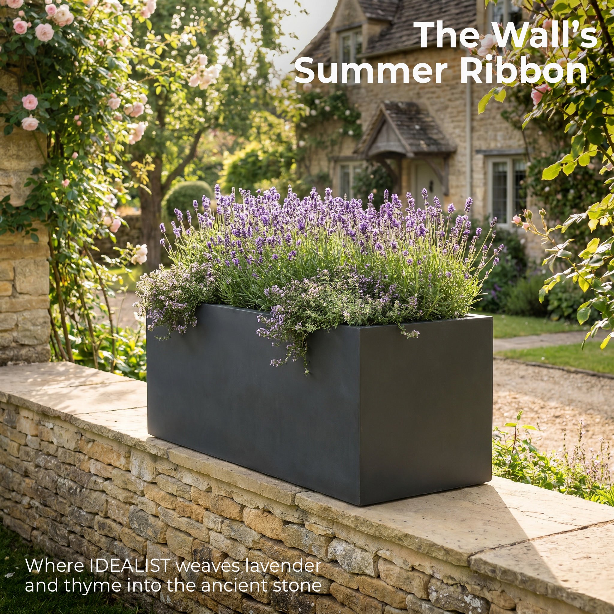 IDEALIST Lite Contemporary Light Concrete Trough Planter