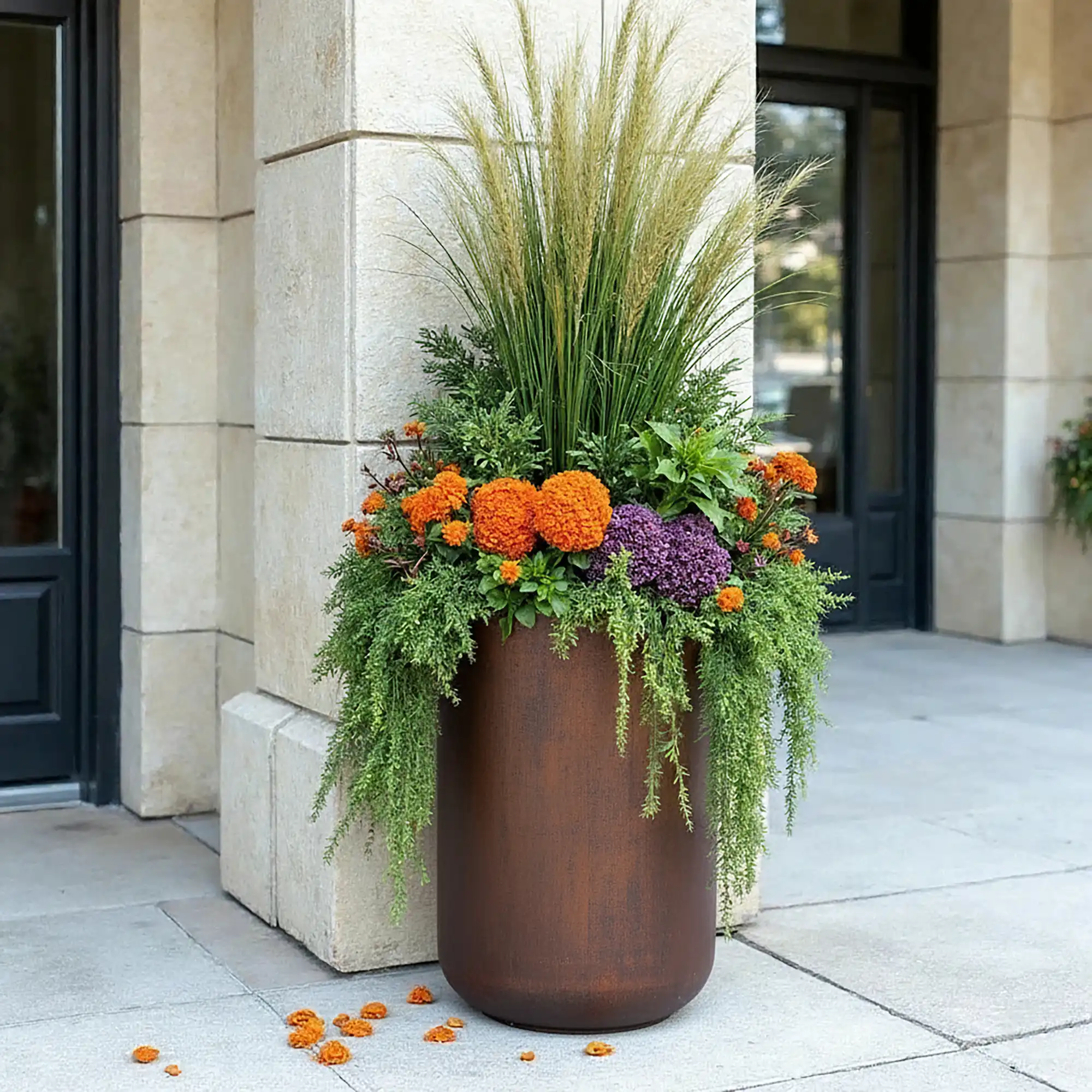 Composits Static GRC Partner Round Tall Brown Large D37 H75 cm Planter Pot  IN\OUT, 81L - from 203.39 | Getpotted.com