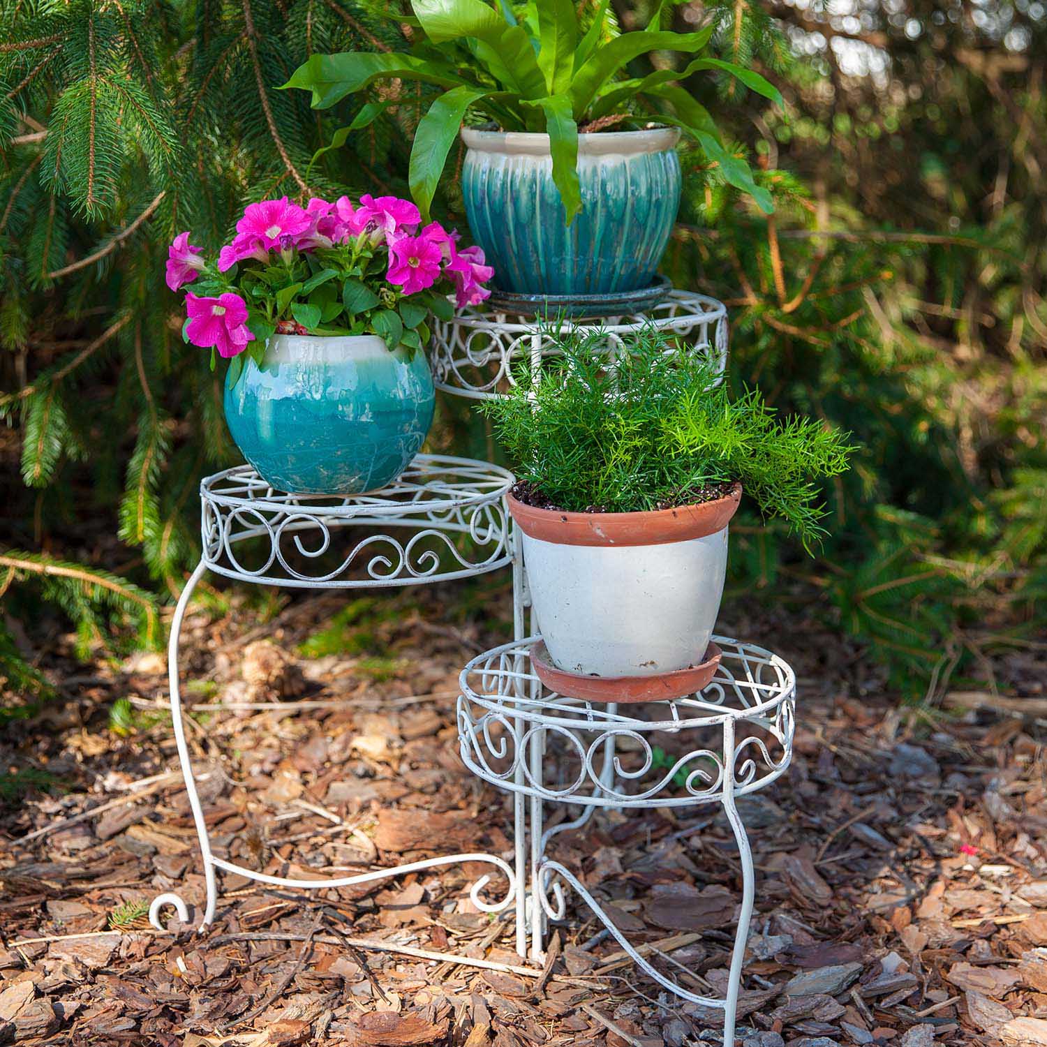 French Country Scroll 3-Tier Plant Stand