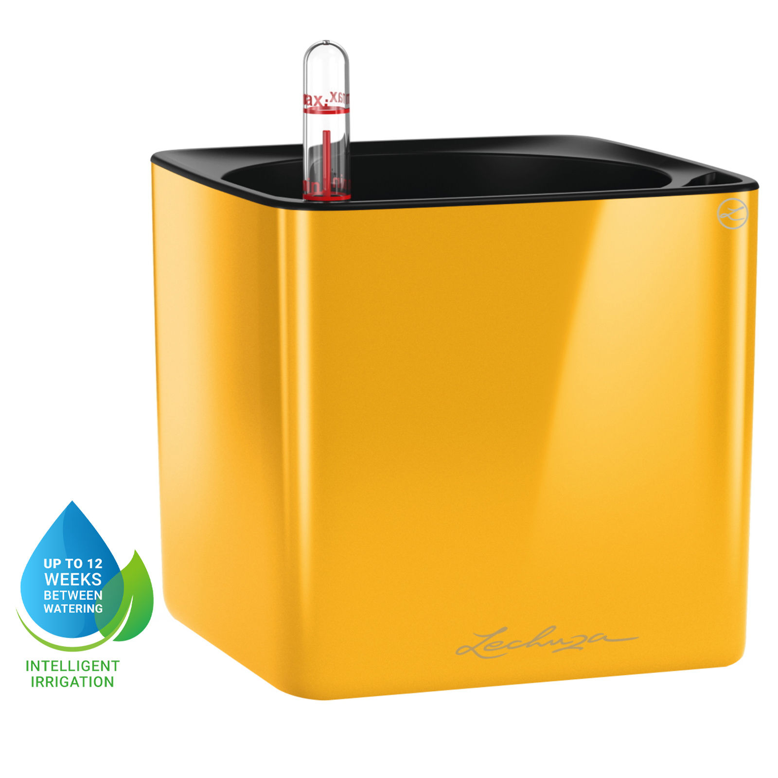 LECHUZA CUBE Glossy Square Poly Resin Indoor Self-watering Planter
