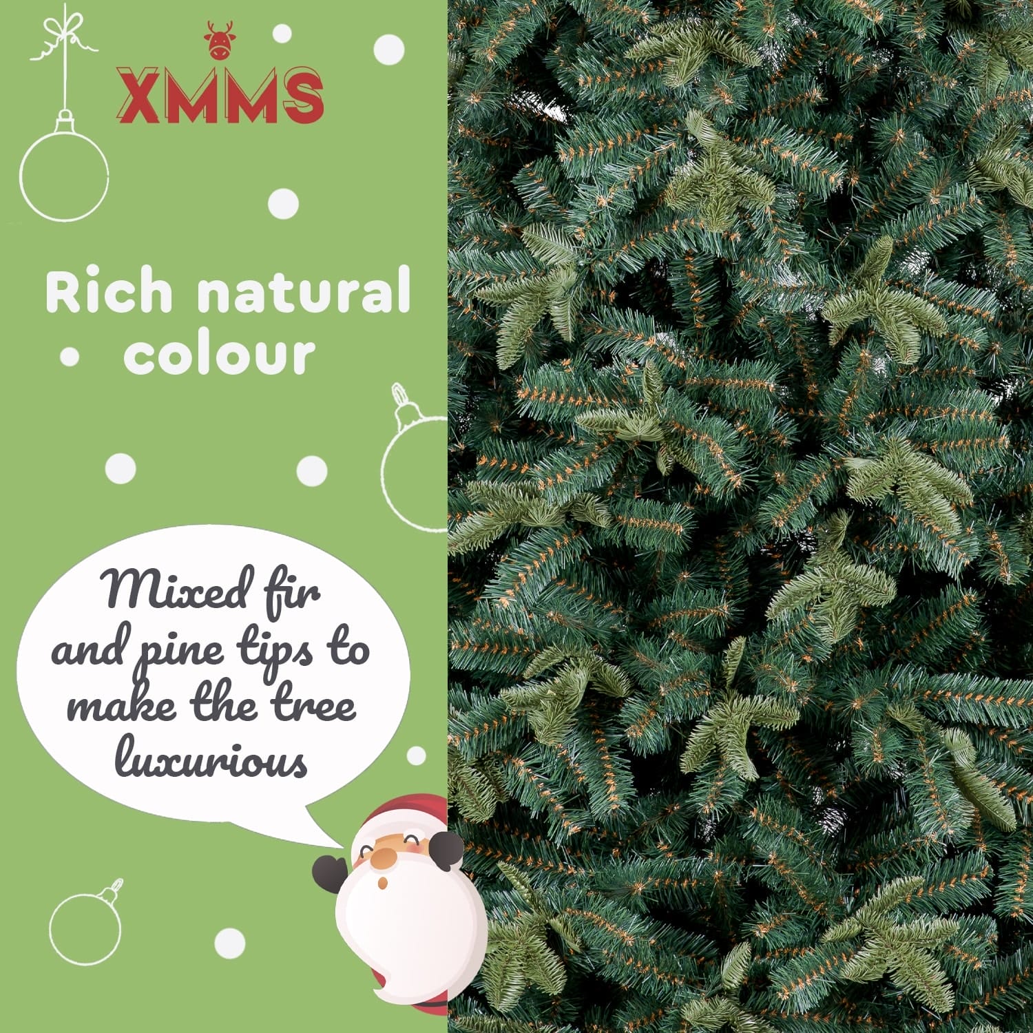 XMMS Swansea Artificial Christmas Tree with Tree Skirt & Cotton Gloves Real Touch Mixed Pine and Fir
