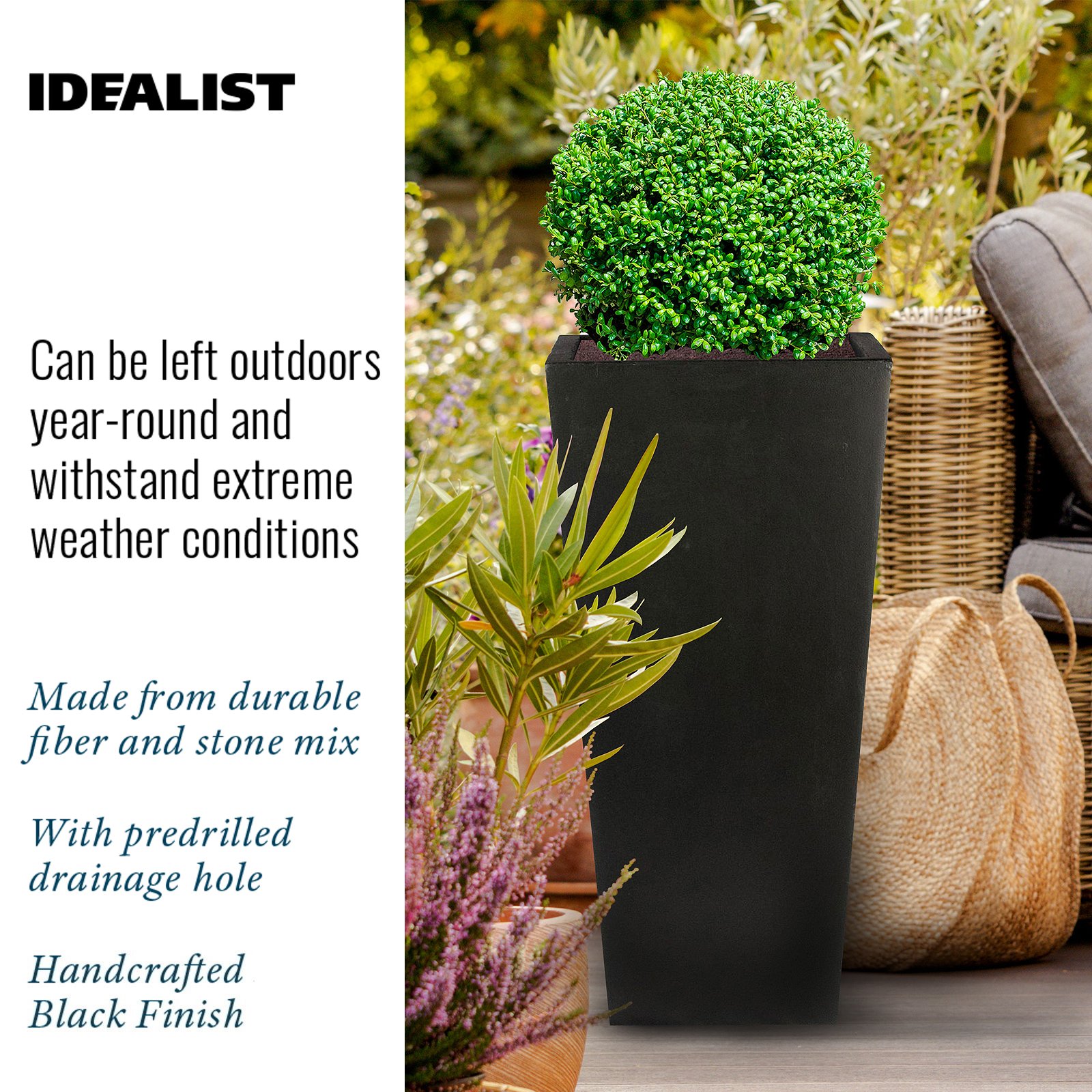 IDEALIST Lite Tall Tapered Contemporary Light Concrete Planter