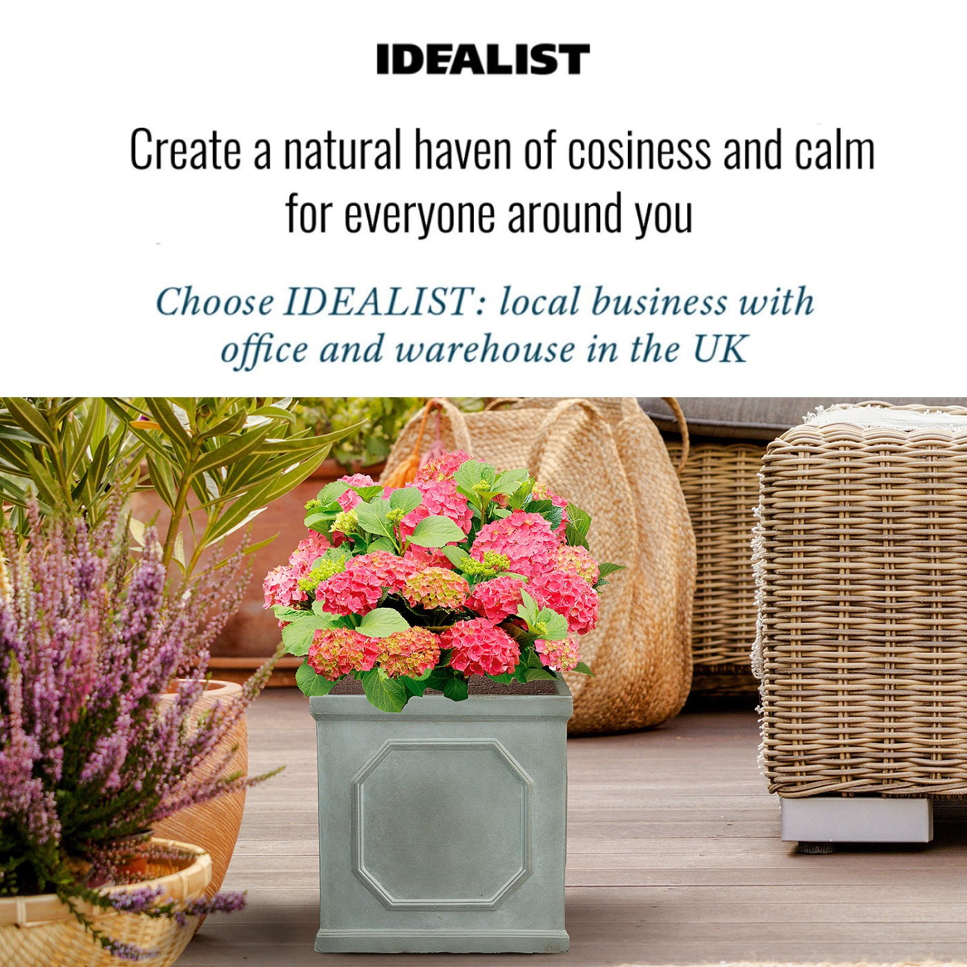IDEALIST Lite Faux Lead Chelsea Box Square Light Concrete Planter