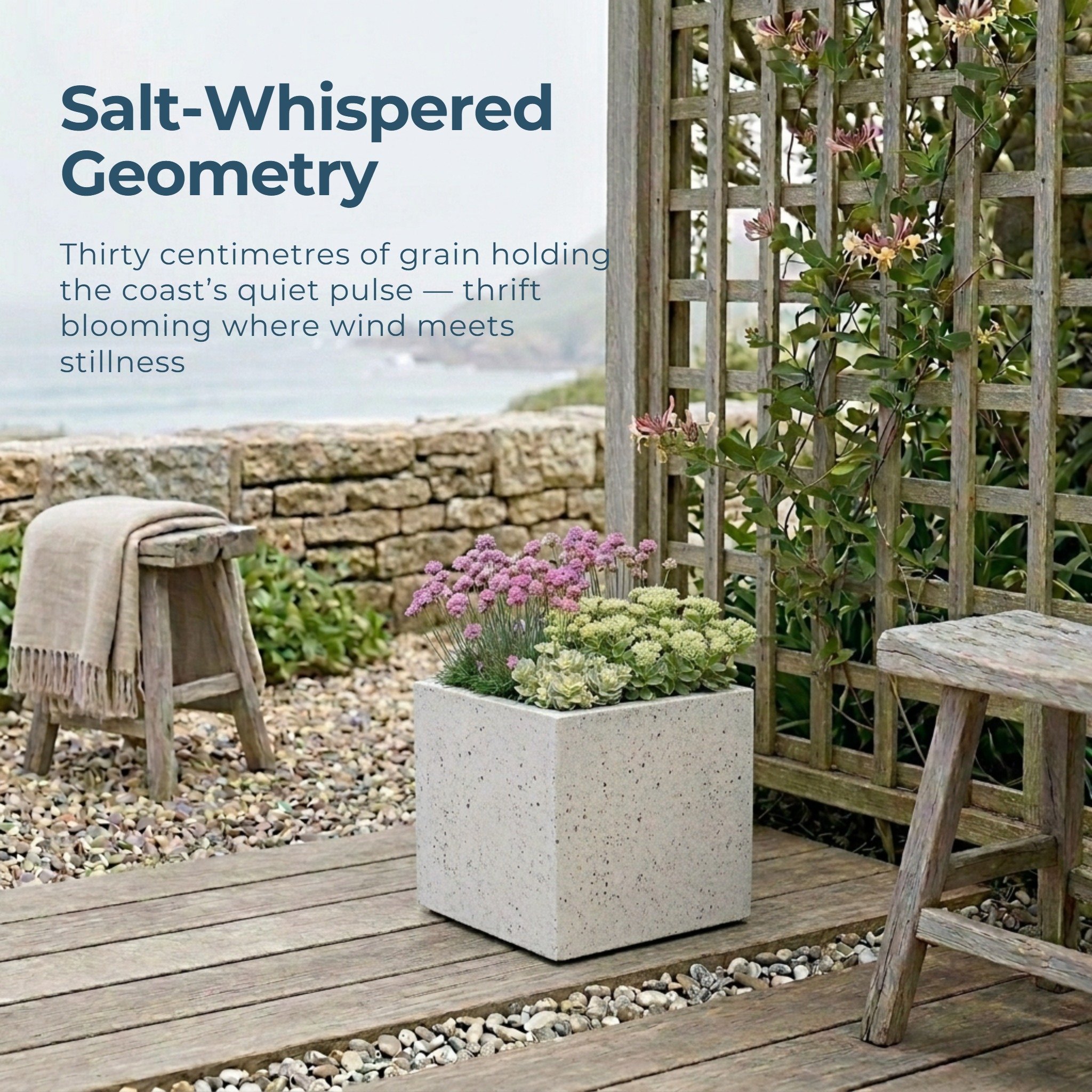 IDEALIST Lite Square Box Contemporary Marble Light Concrete Planter