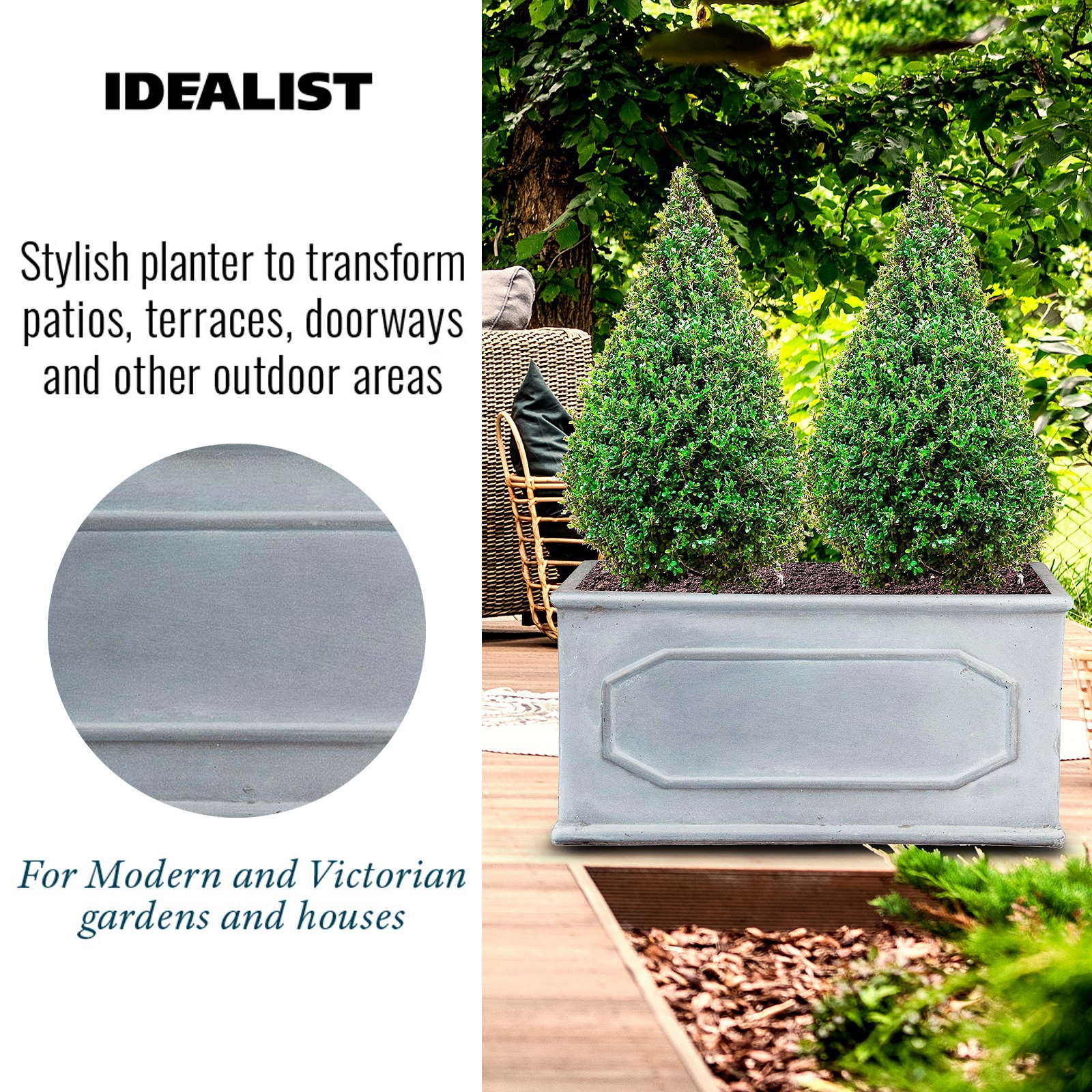 IDEALIST Lite Faux Lead Chelsea Light Concrete Through Planter