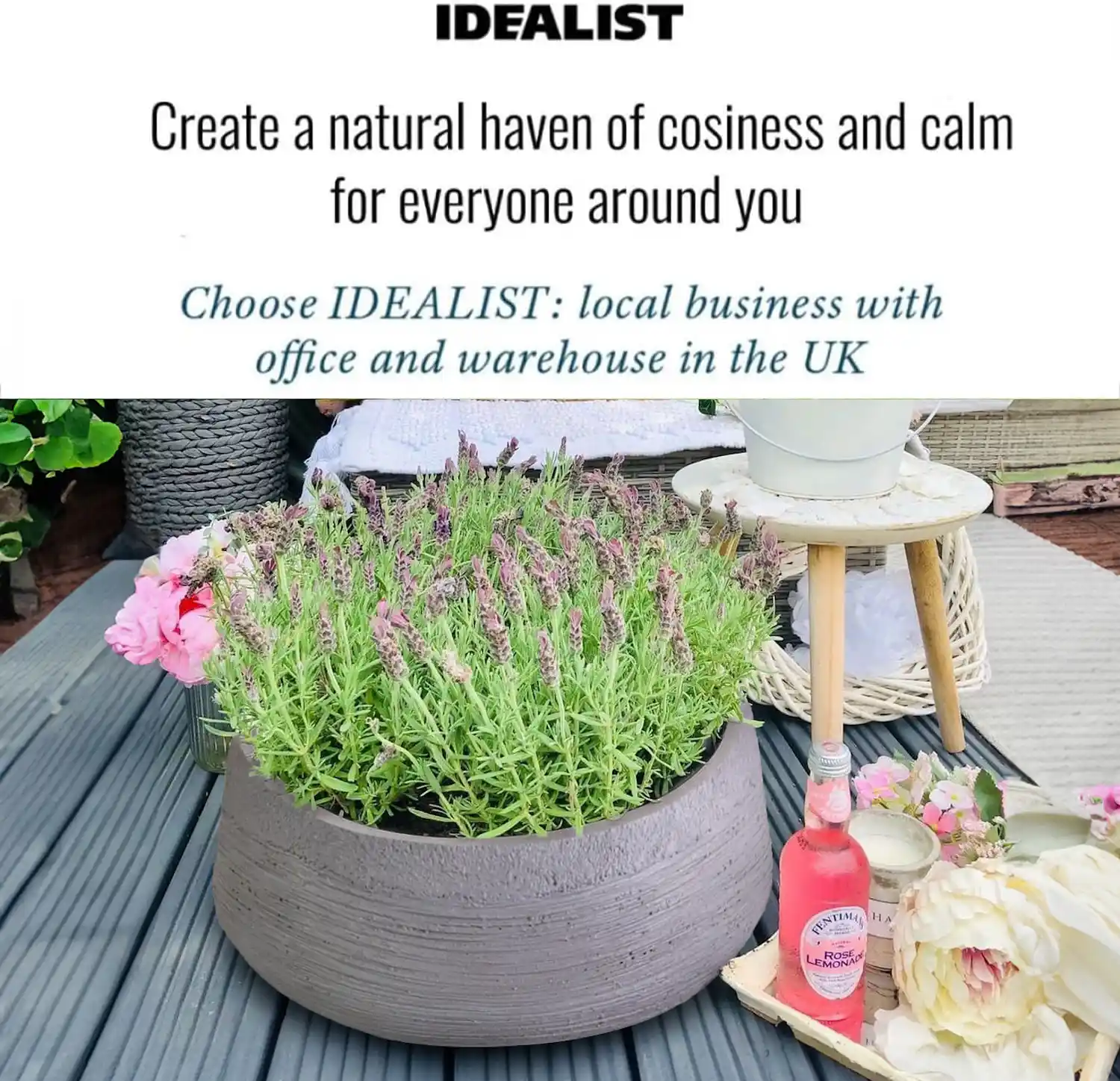 IDEALIST Lite Ribbed Light Concrete Bowl Planter