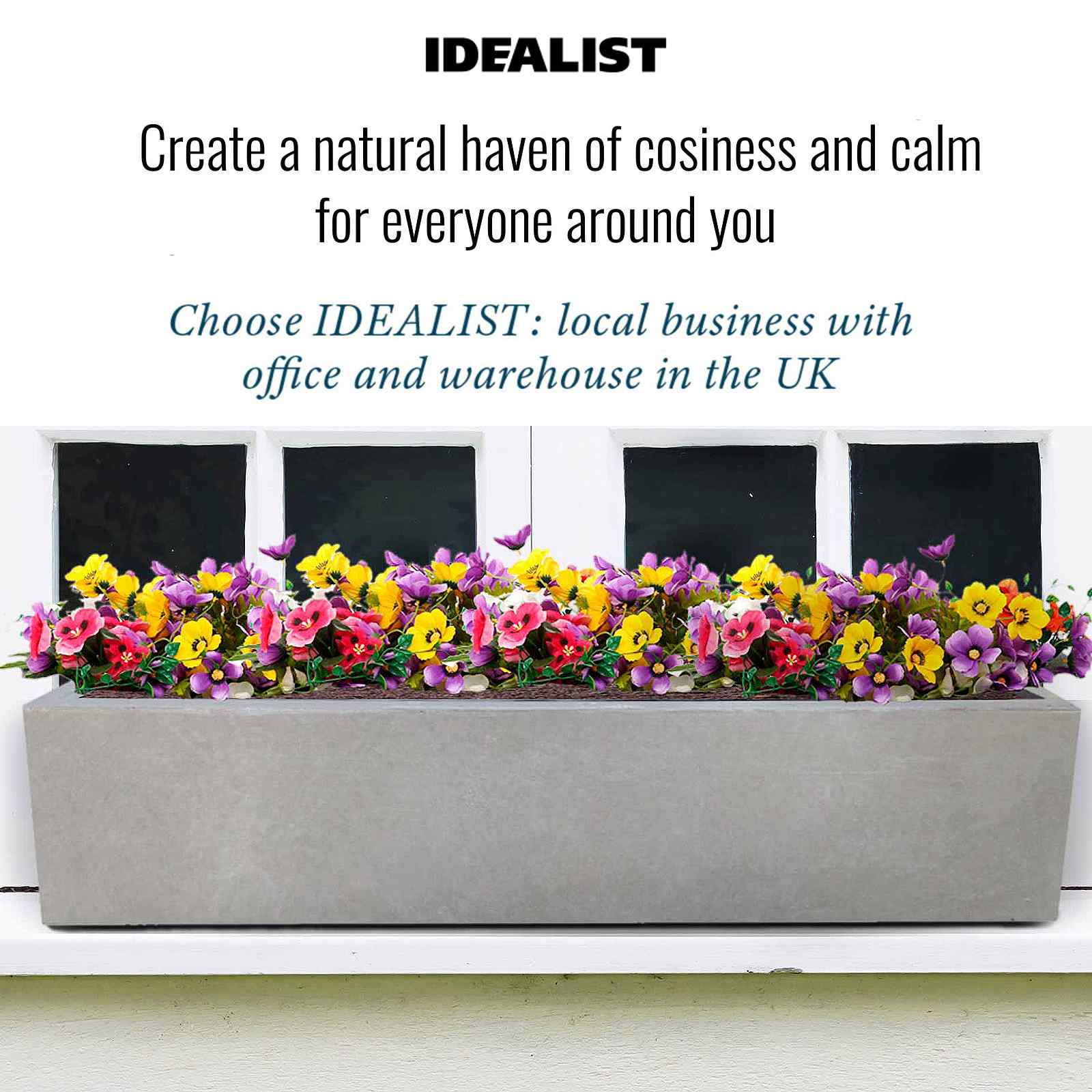 IDEALIST Lite Window Box Light Concrete Planter Set