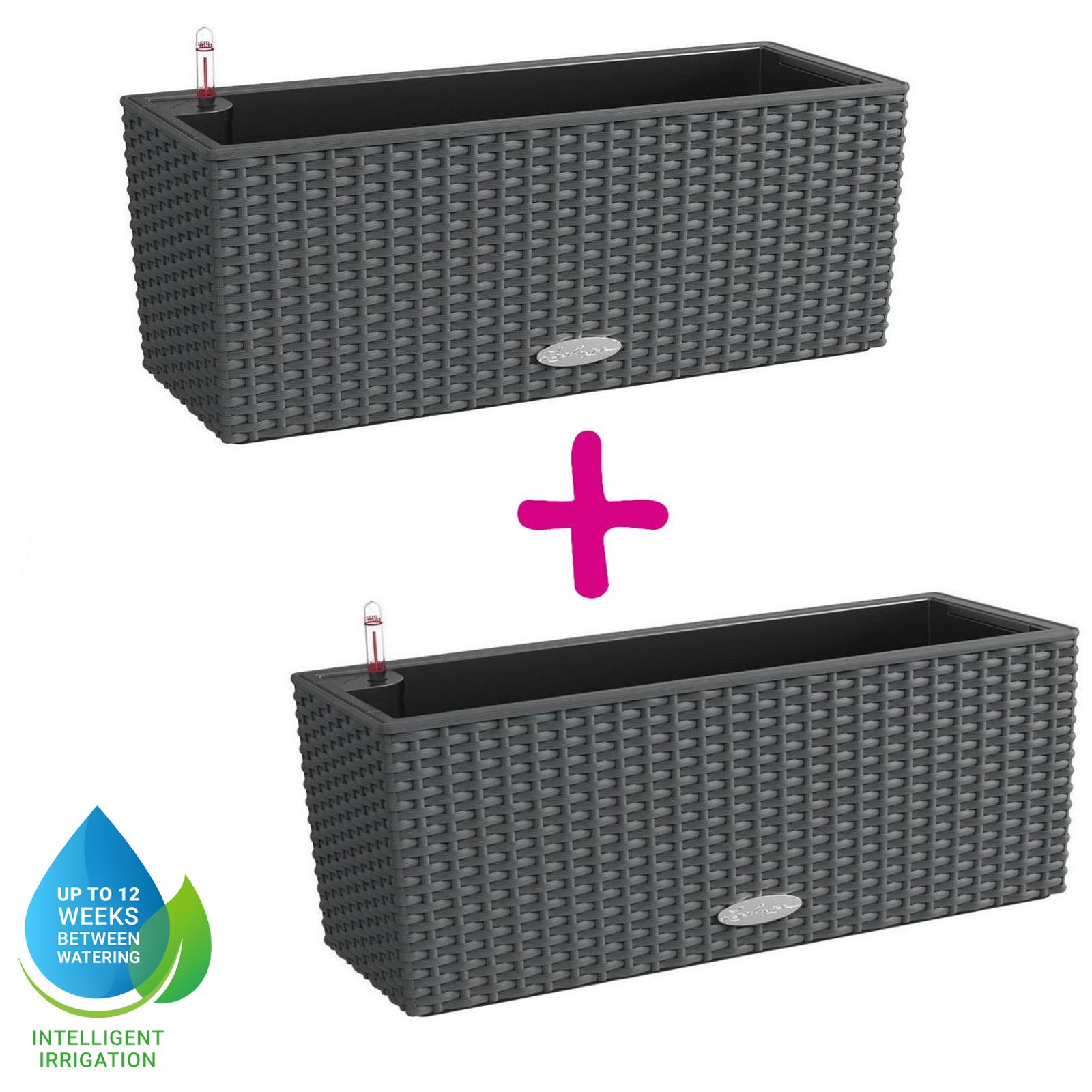 LECHUZA BALCONERA Cottage Trough Poly Resin Self-watering Planter Set