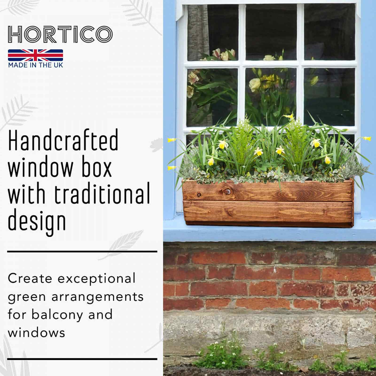 Rustic Scandinavian Redwood Window Box Outdoor Planter Made in UK by HORTICO