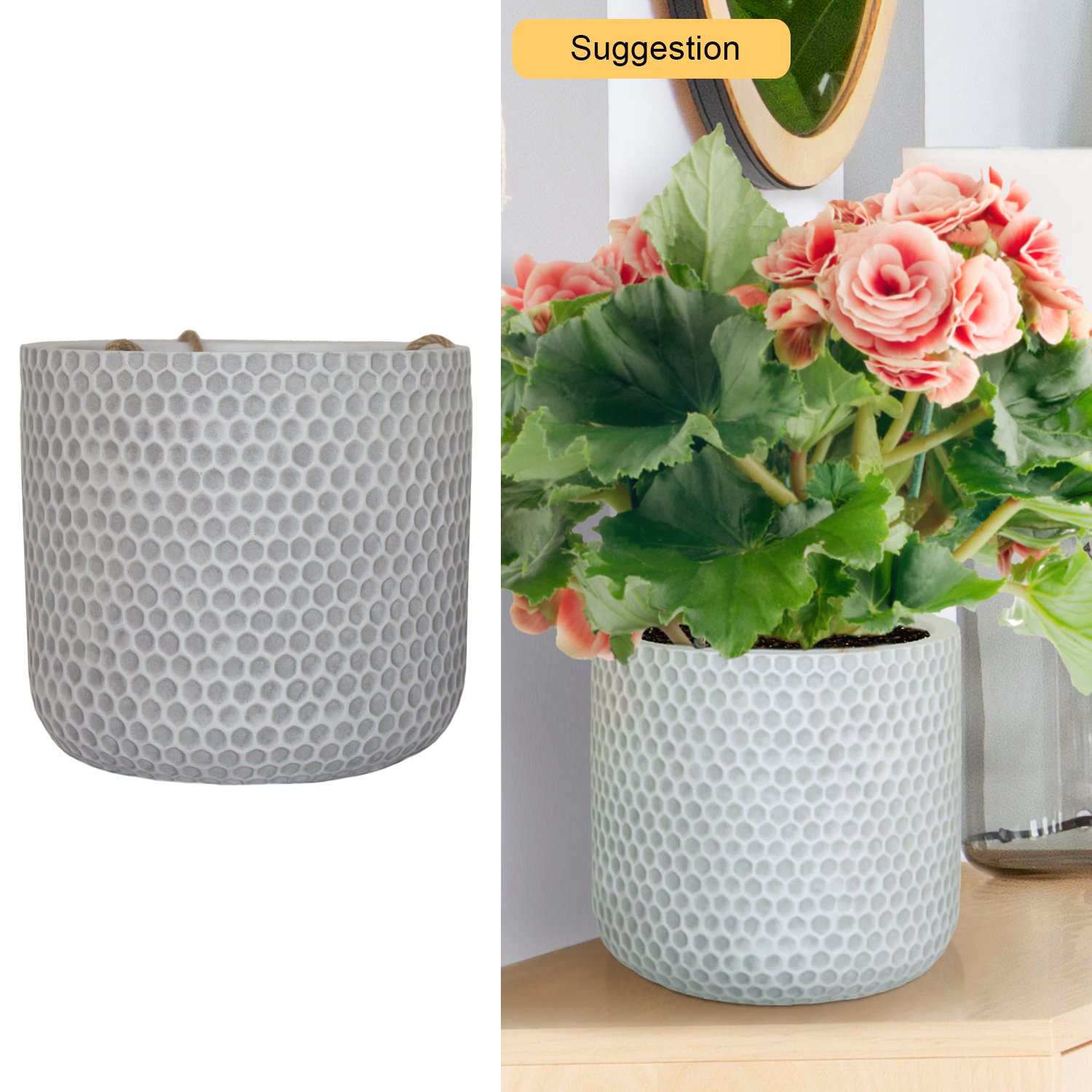 IDEALIST Lite Honeycomb Style Table and Hanging Cylinder Round Plant Pot Dual Use Indoor Planter