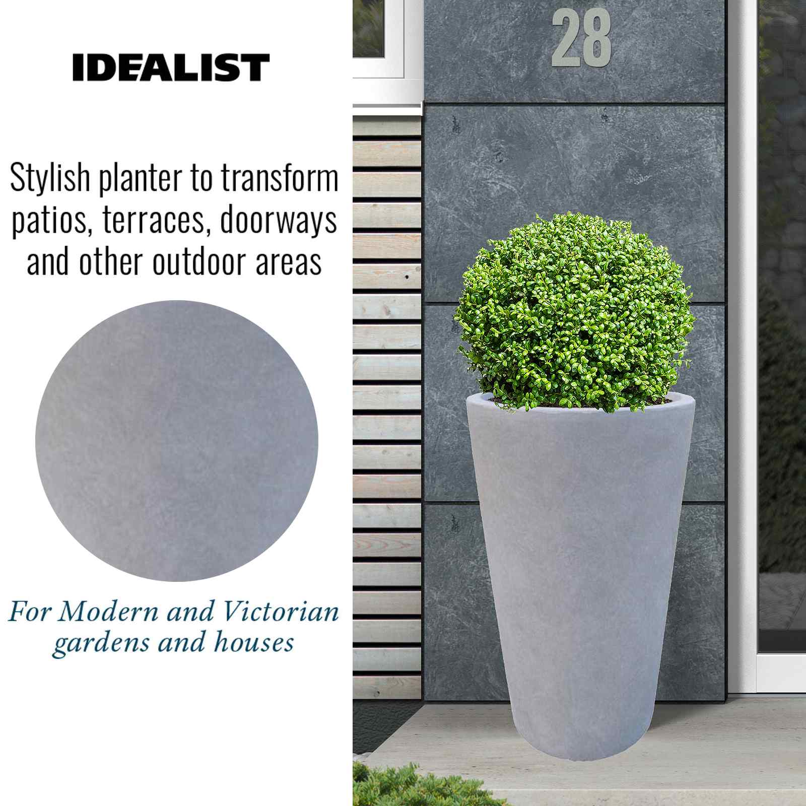 IDEALIST Lite Contemporary Round Light Concrete Planter