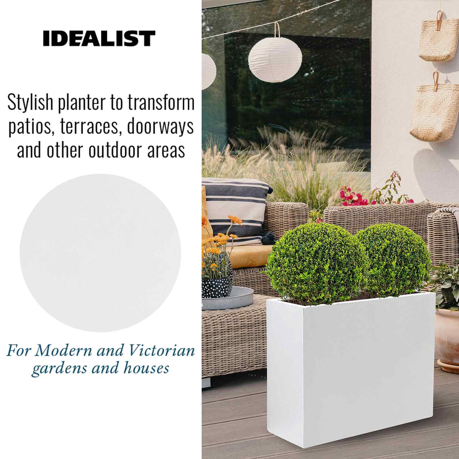 IDEALIST Lite Contemporary Light Concrete Trough Planter