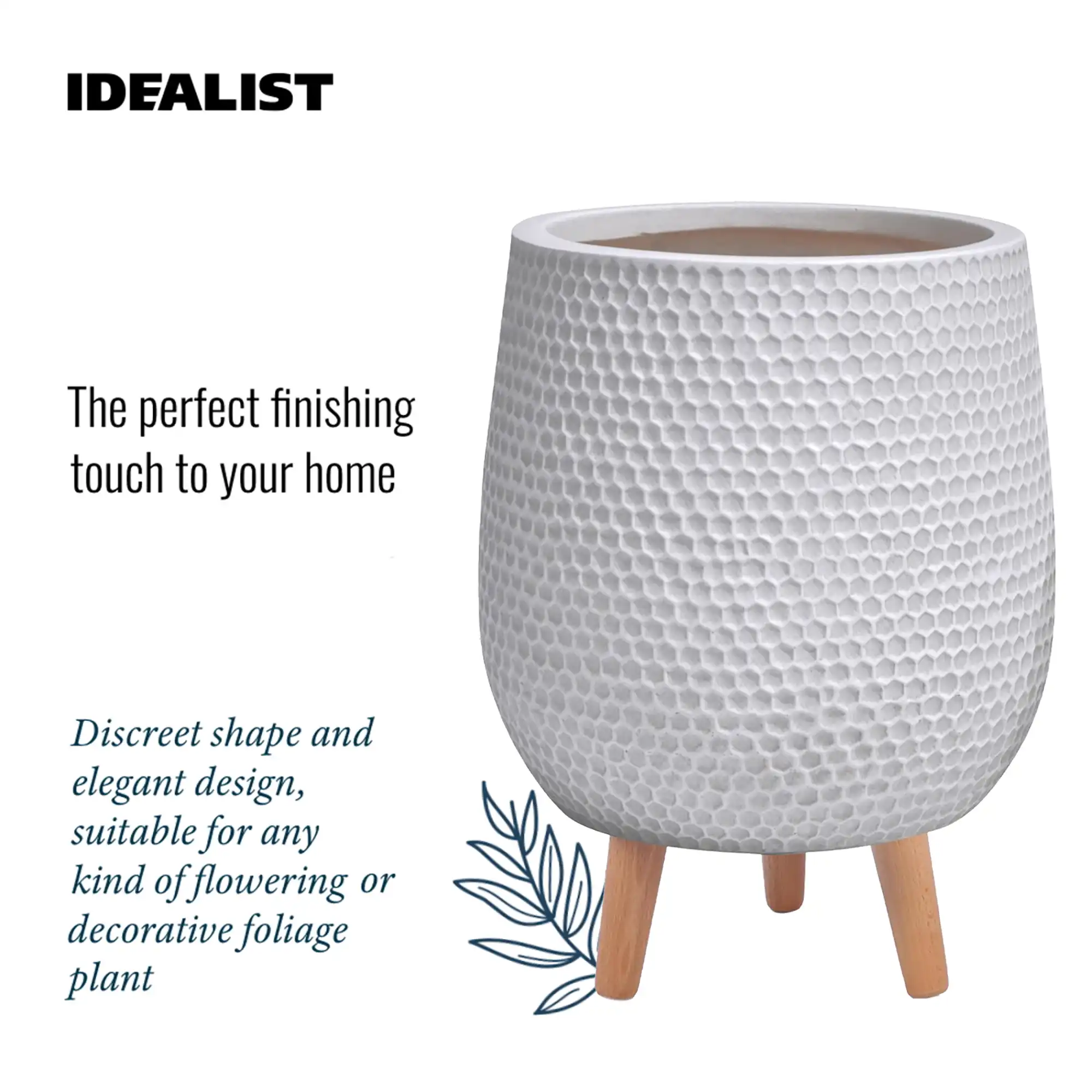 IDEALIST Lite Honeycomb Style Egg Planter on Legs, Round Pot Plant Stand Indoor