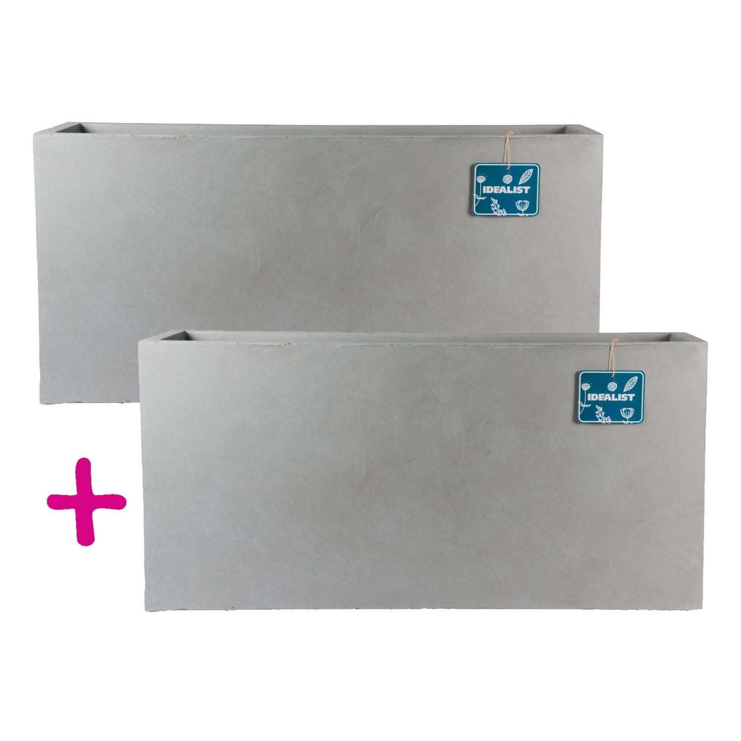 IDEALIST Lite Contemporary Light Concrete High Trough Planter Set