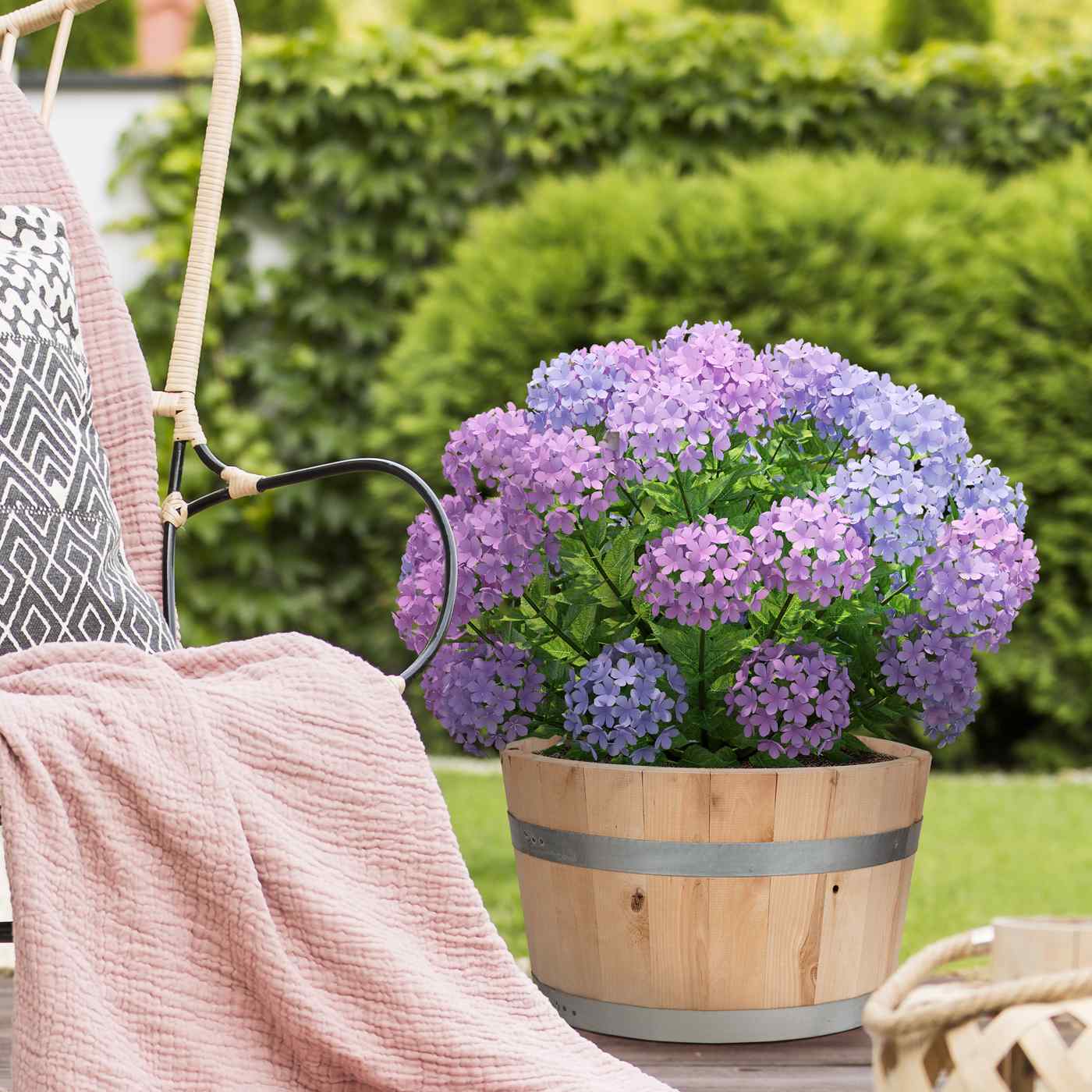 Rustic European Birch Hardwood Round Tub Half Barrel Outdoor Planter Made in UK by HORTICO