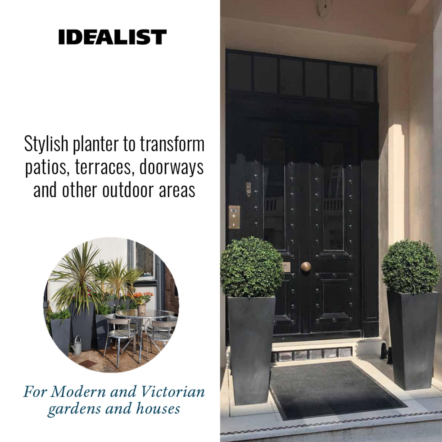 IDEALIST Lite Tall Tapered Contemporary Light Concrete Planter Set