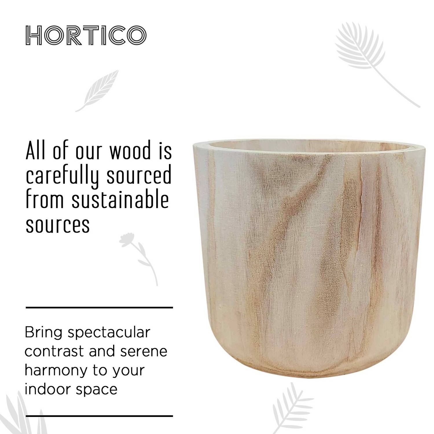 HORTICO CRAFT Wooden House Planter Round Indoor Plant Pot for House Plants with Waterproof Liner