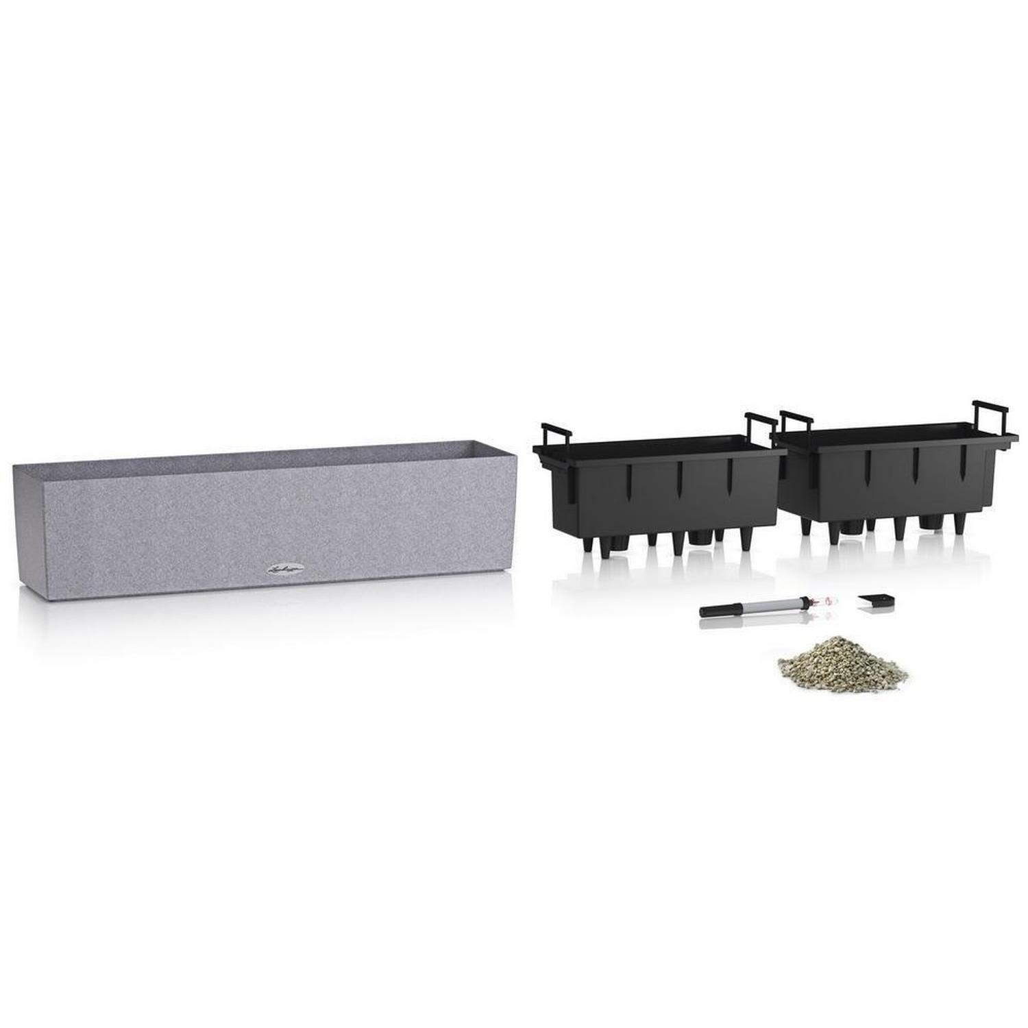LECHUZA BALCONERA Stone Trough Poly Resin Self-watering Planter Set