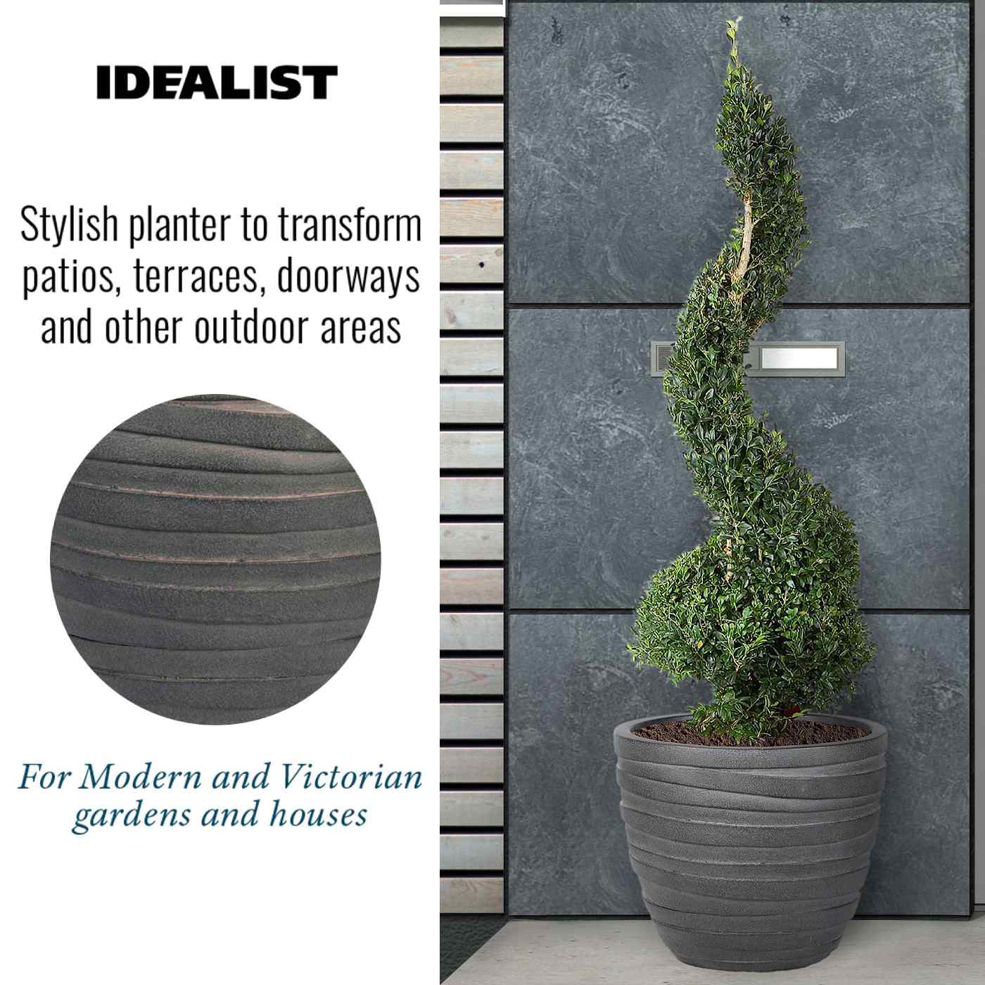 IDEALIST Lite Row Light Concrete Egg Planter
