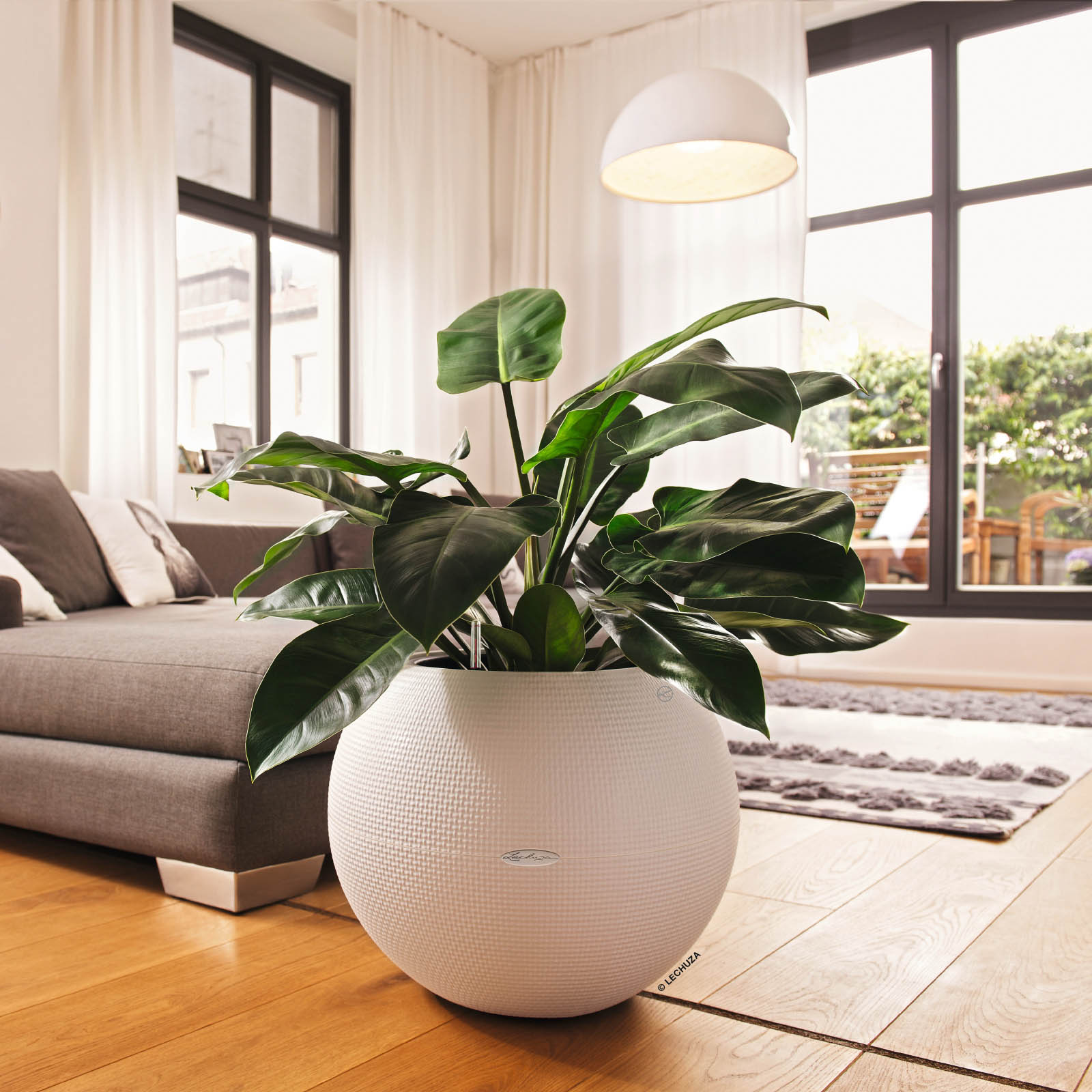 LECHUZA PURO Color Round Poly Resin Self-watering Planter