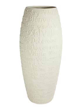 Welcome Round Tall Polystone Outdoor Planter