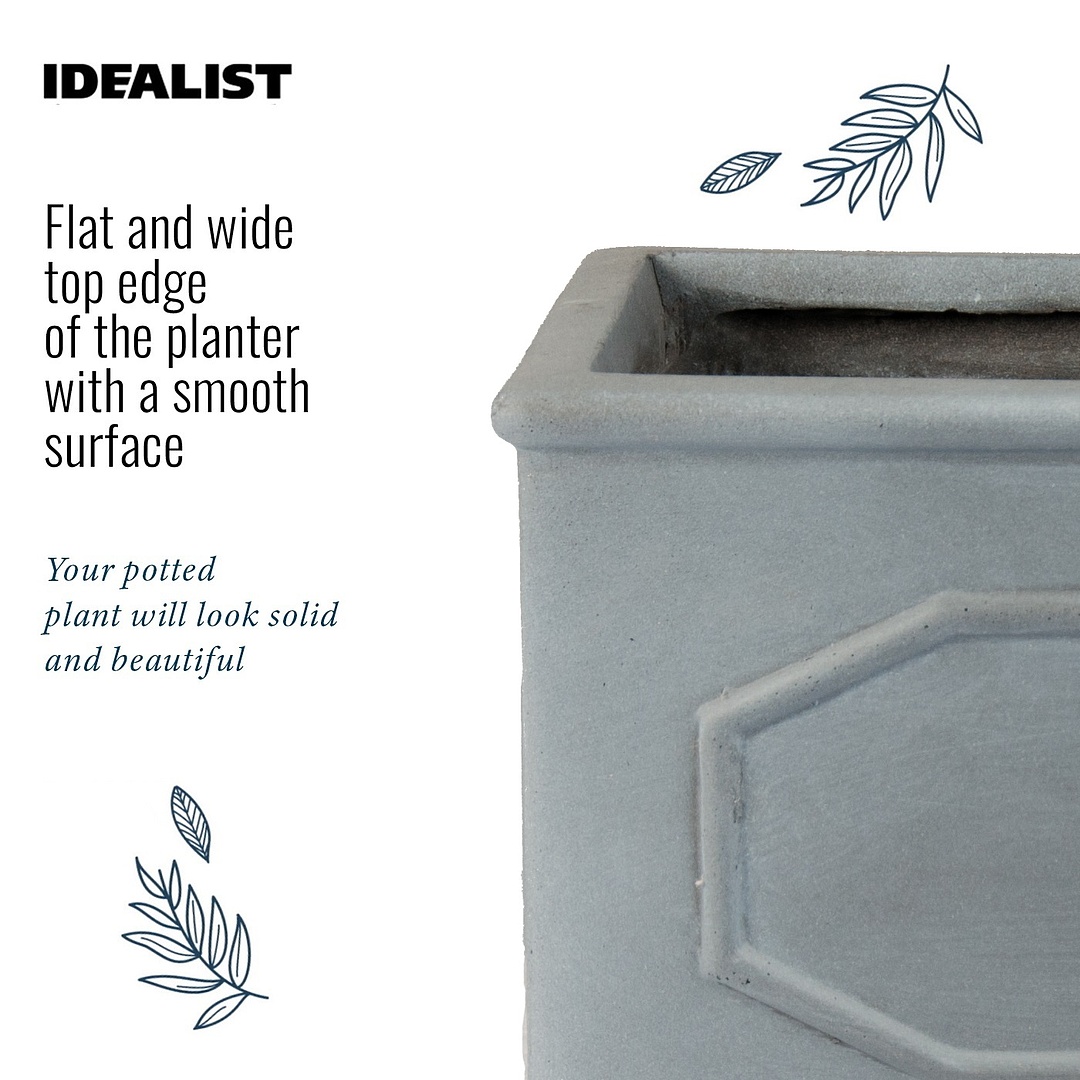 IDEALIST Lite Faux Lead Chelsea Grey Light Stone Through Planter