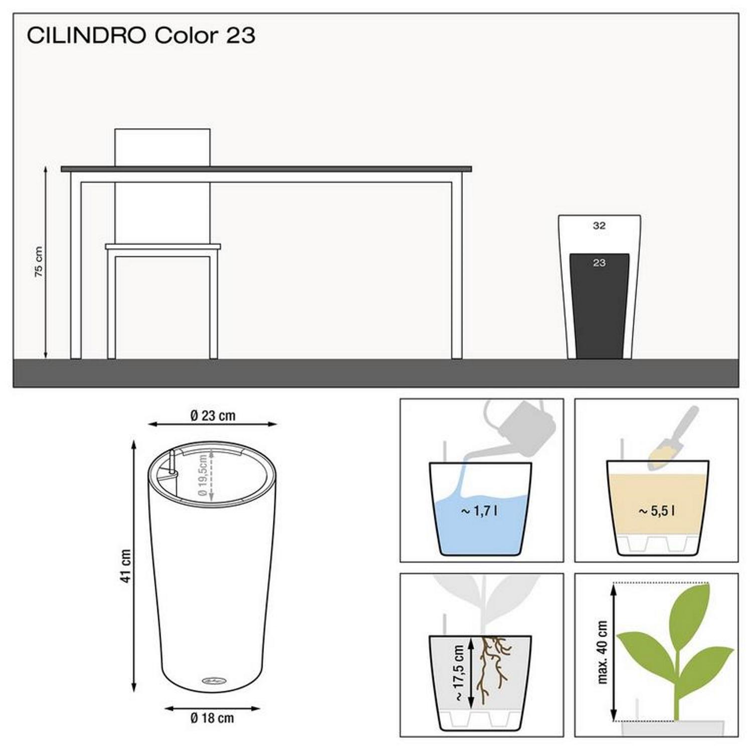 LECHUZA CILINDRO Color Round Tall Poly Resin Self-watering Planter