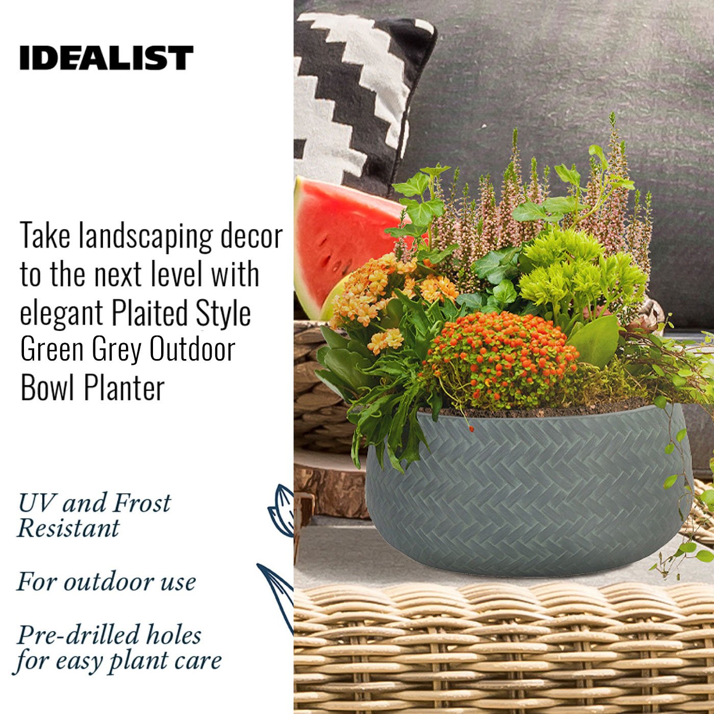 IDEALIST Lite Plaited Style Bowl Outdoor Planter