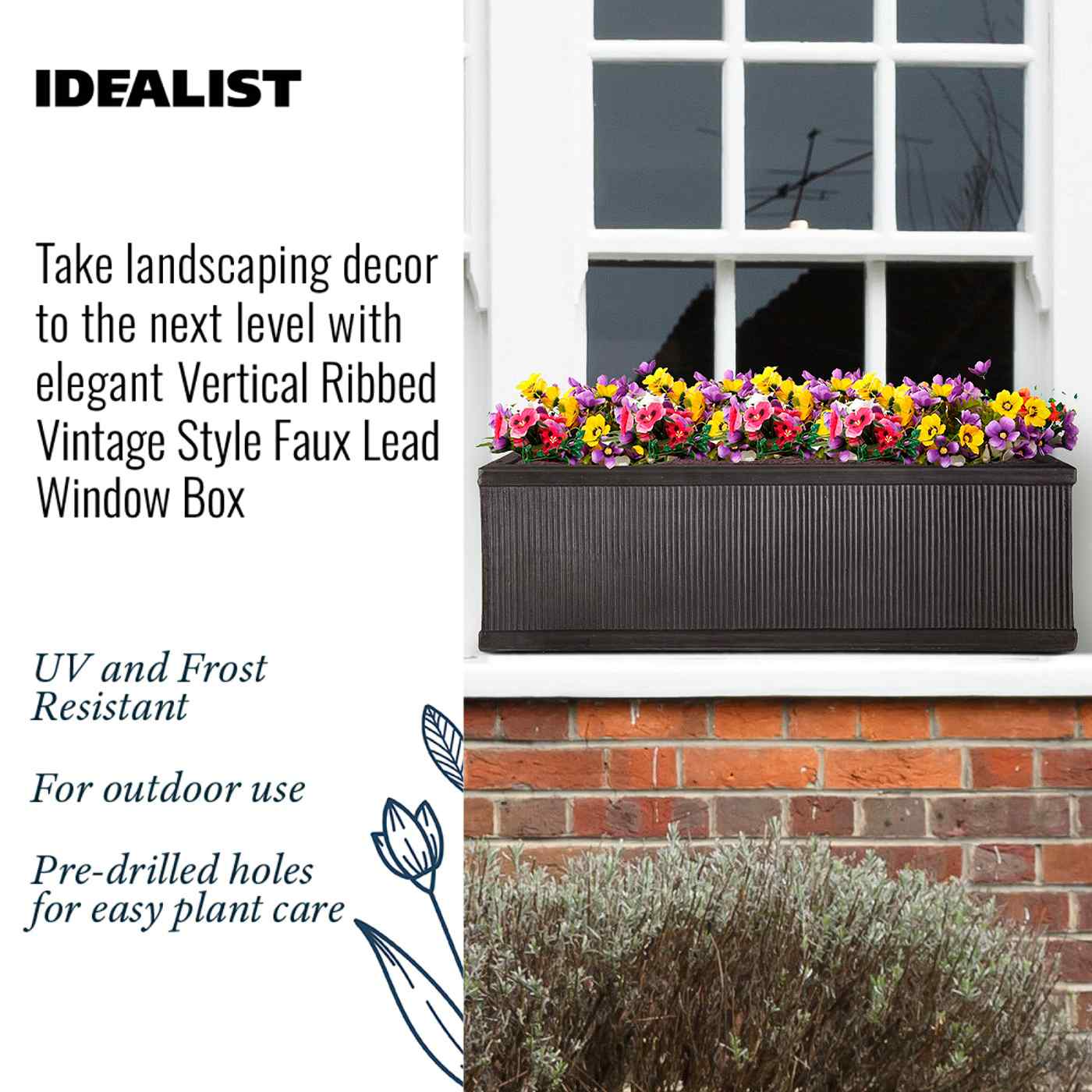 IDEALIST Lite Vertical Ribbed Vintage Style Window Box