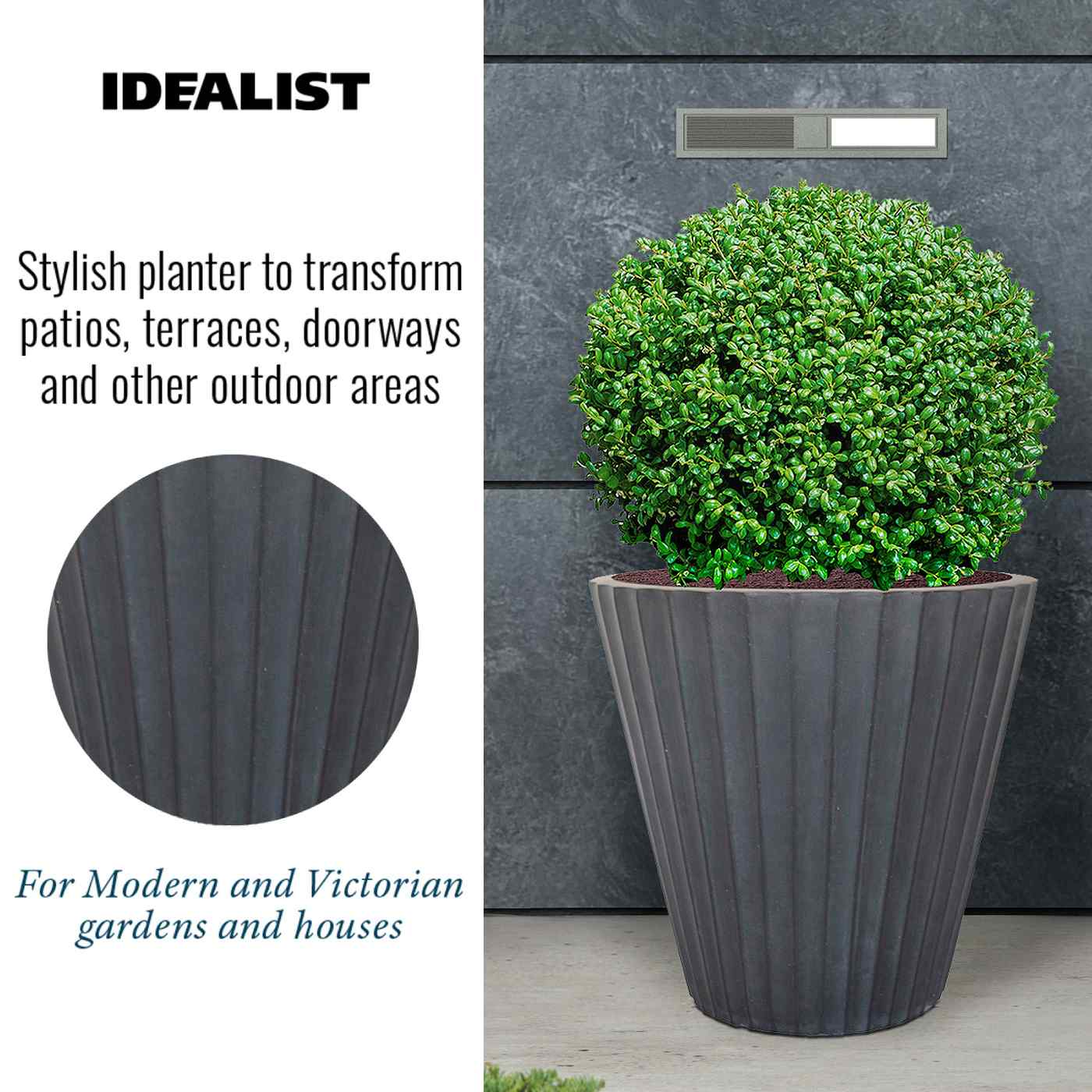 IDEALIST Lite Vintage Ribbed Round Vase Outdoor Planter