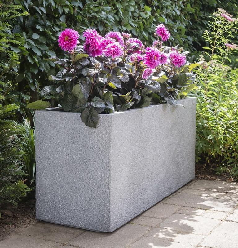 Slim Textured Concrete Effect Trough Outdoor Planter by Idealist Lite