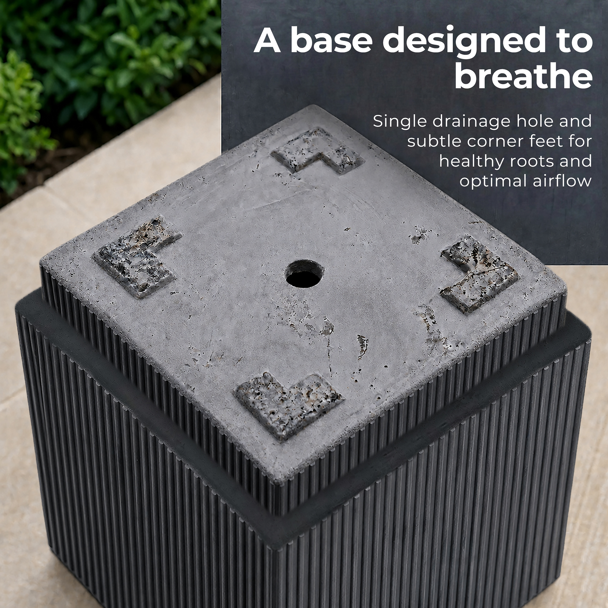 IDEALIST Lite Vertical Ribbed Square Effect Outdoor Planter