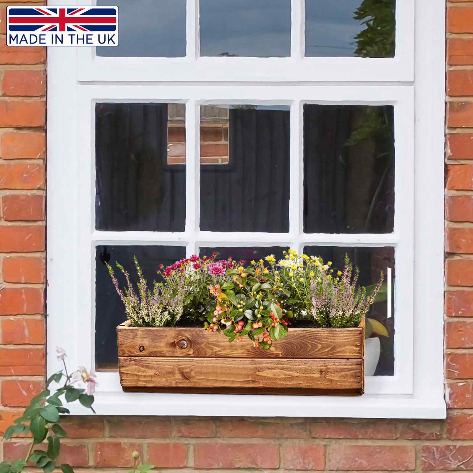 Rustic Scandinavian Redwood Window Box Outdoor Planter Made in UK by HORTICO