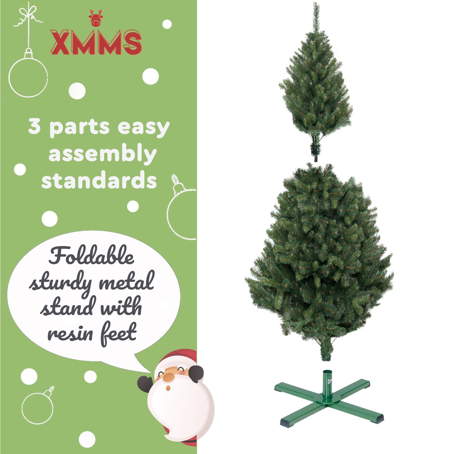 XMMS Birmingham Artificial Christmas Tree with Tree Skirt & Cotton Gloves Mixed Pine and Fir Green N
