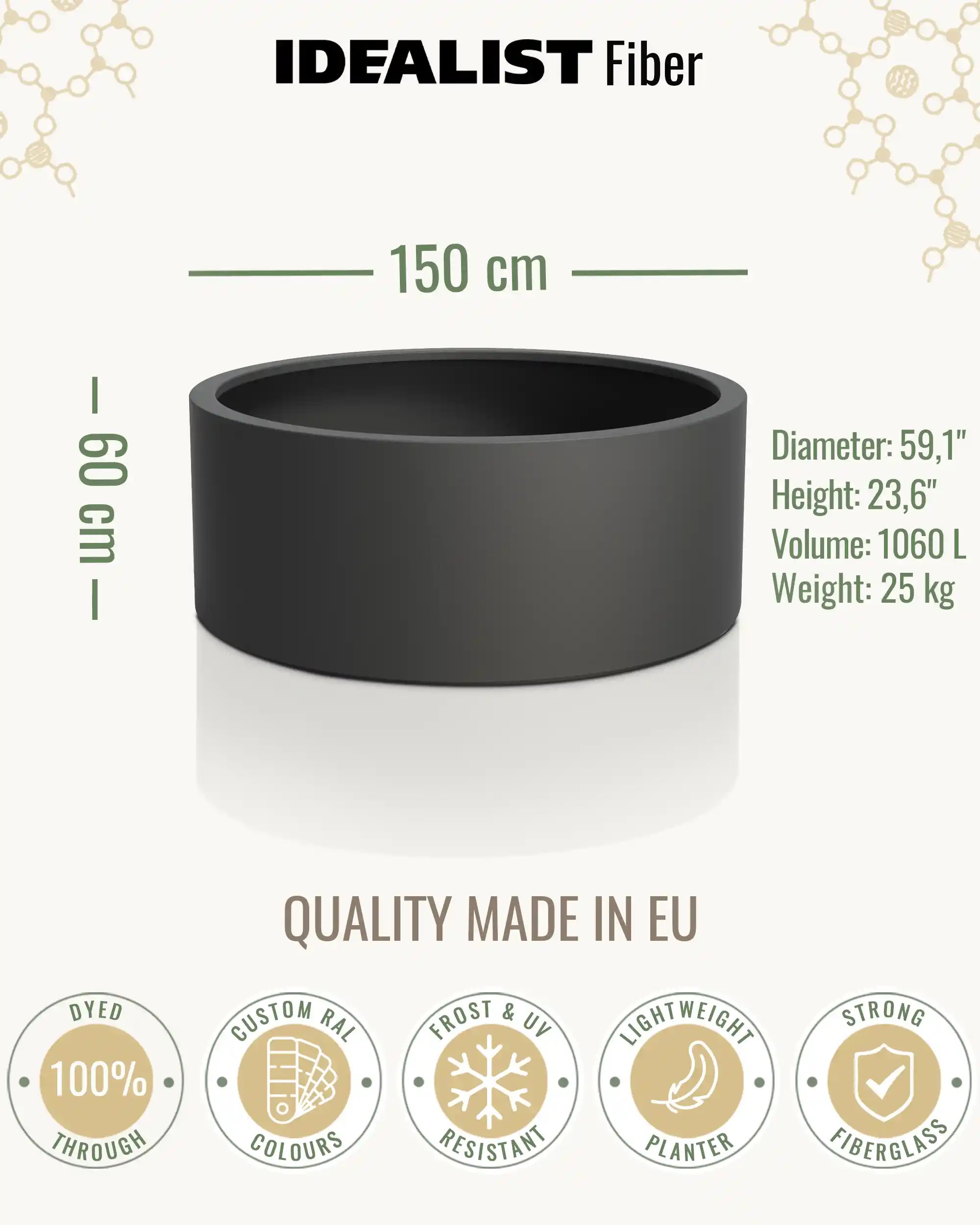 RING Round Jumbo Outdoor Fiberglass Planter