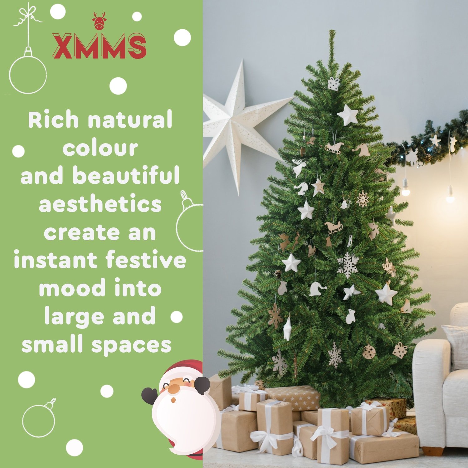 XMMS Limerick Artificial Christmas Tree with Tree Skirt & Cotton Gloves Fir Green Needles