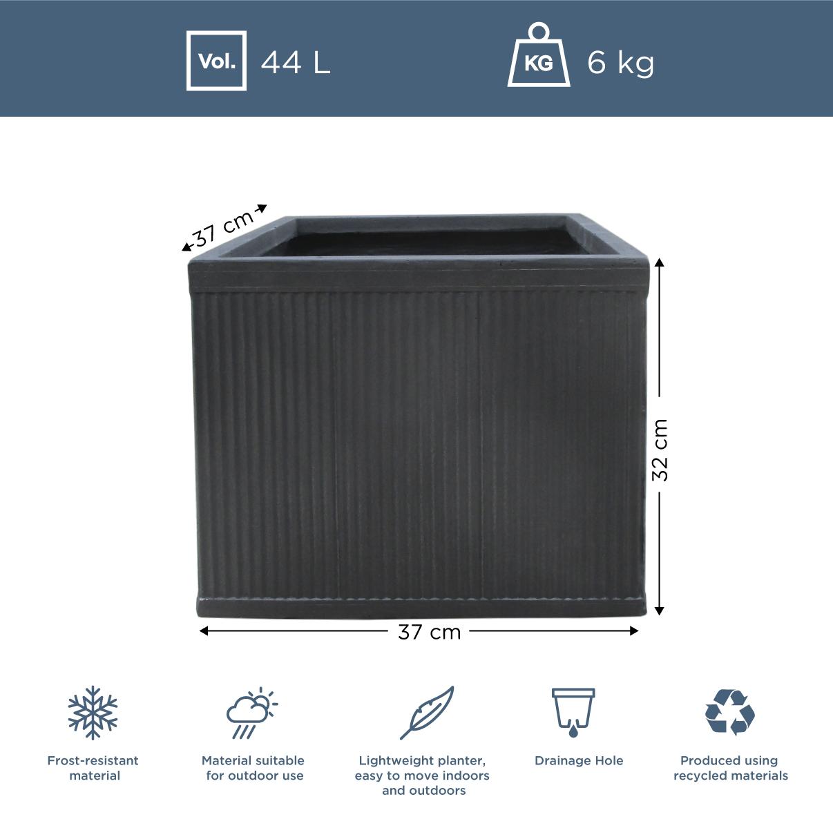 IDEALIST Lite Vertical Ribbed Vintage Style Square Planter