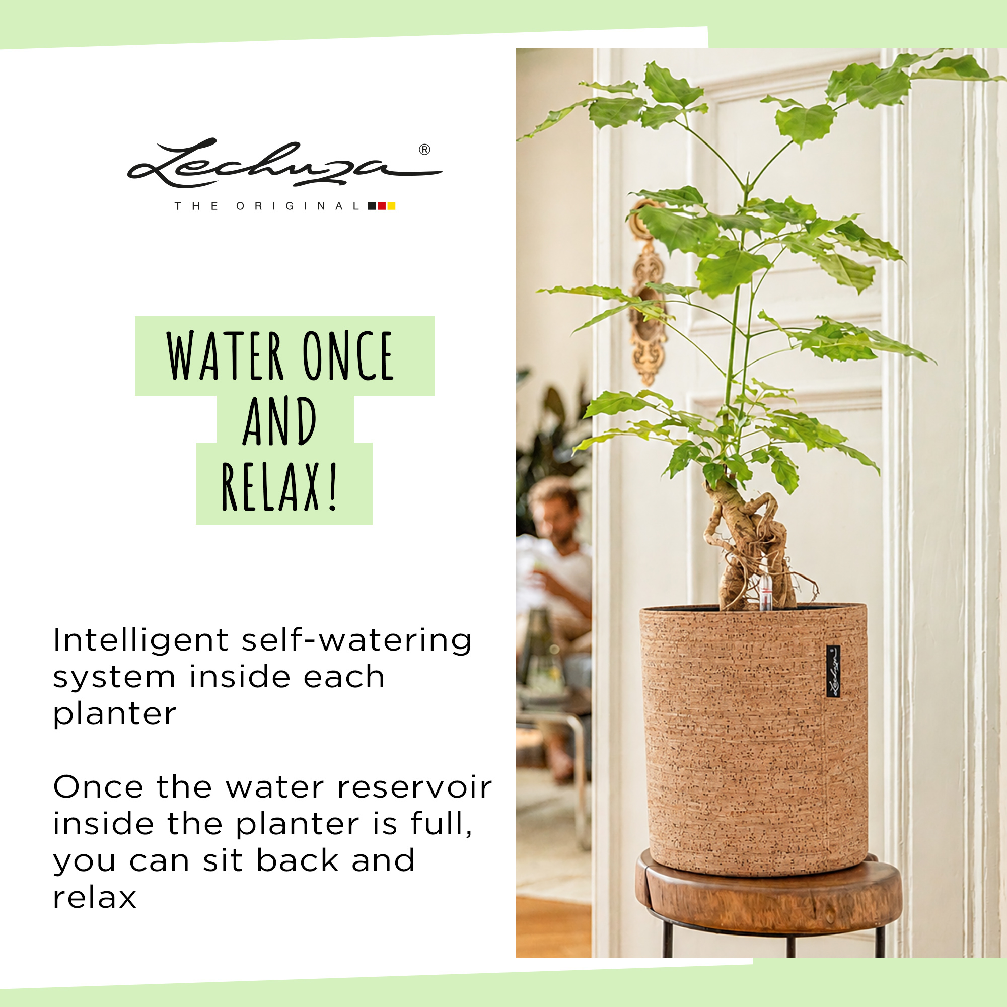 LECHUZA TRENDCOVER Round Self-watering Planter