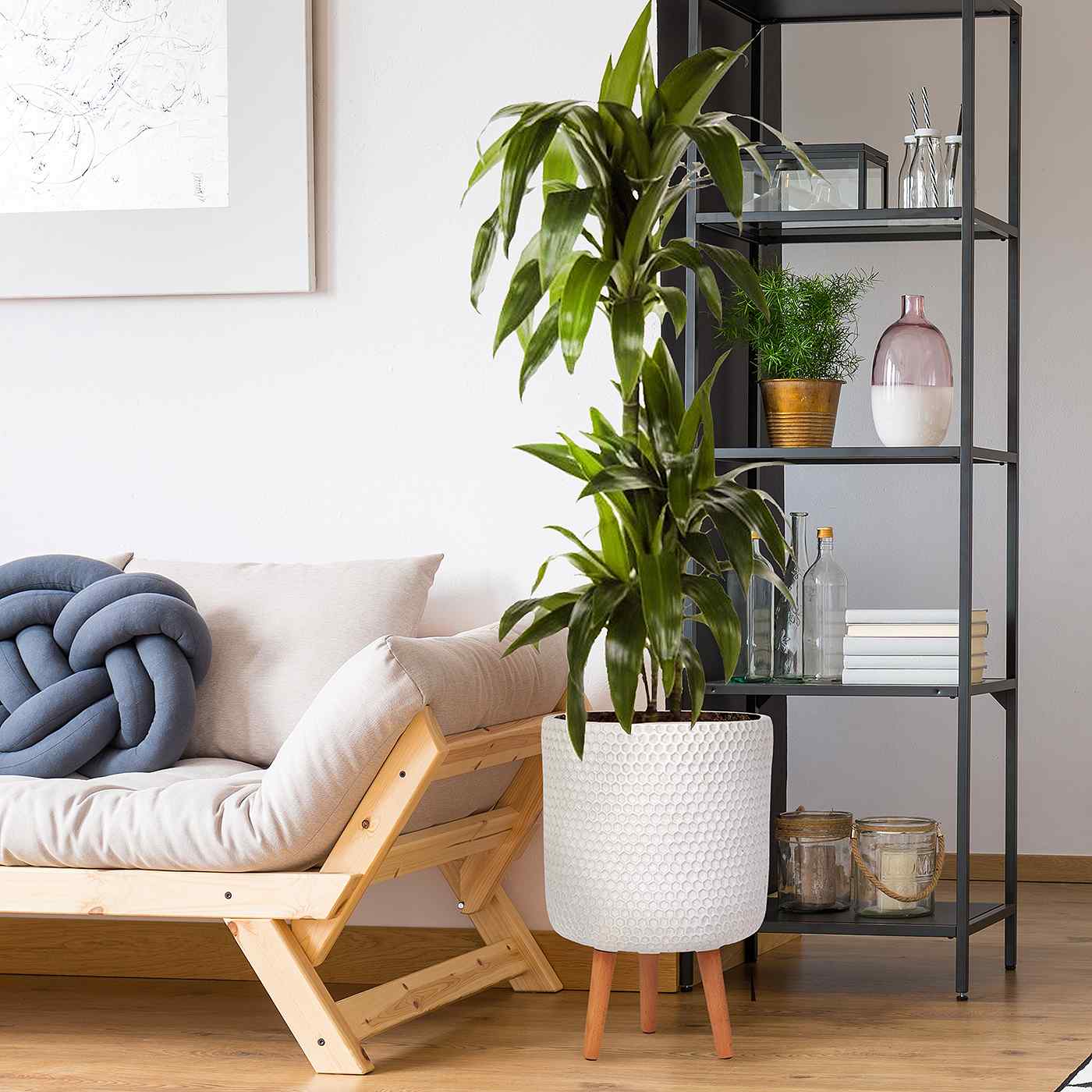 IDEALIST Lite Honeycomb Style Cylinder Planter on Legs, Round Pot Plant Stand Indoor