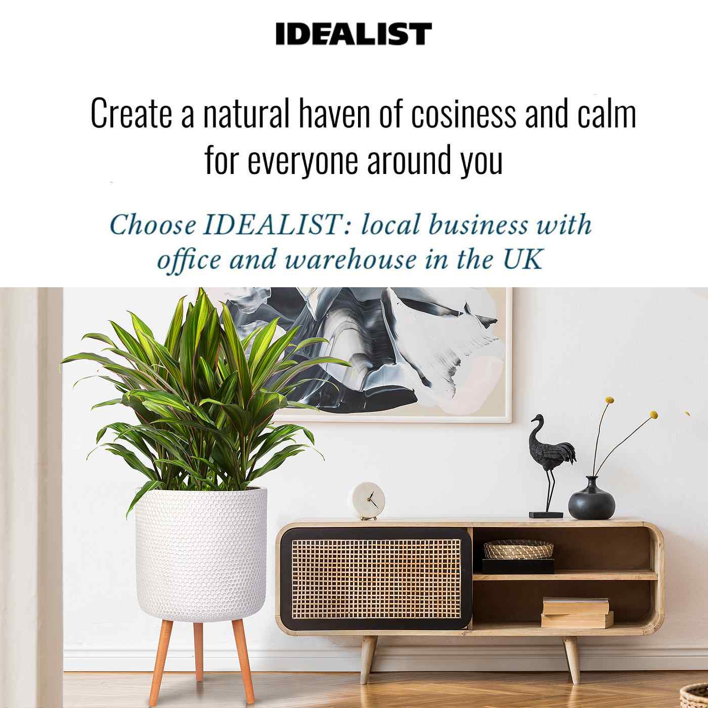 IDEALIST Lite Honeycomb Style Cylinder Planter on Legs, Round Pot Plant Stand Indoor