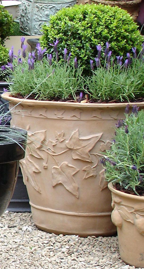 Ivy Fiberglass Round Terracotta Planter Pot In/Out