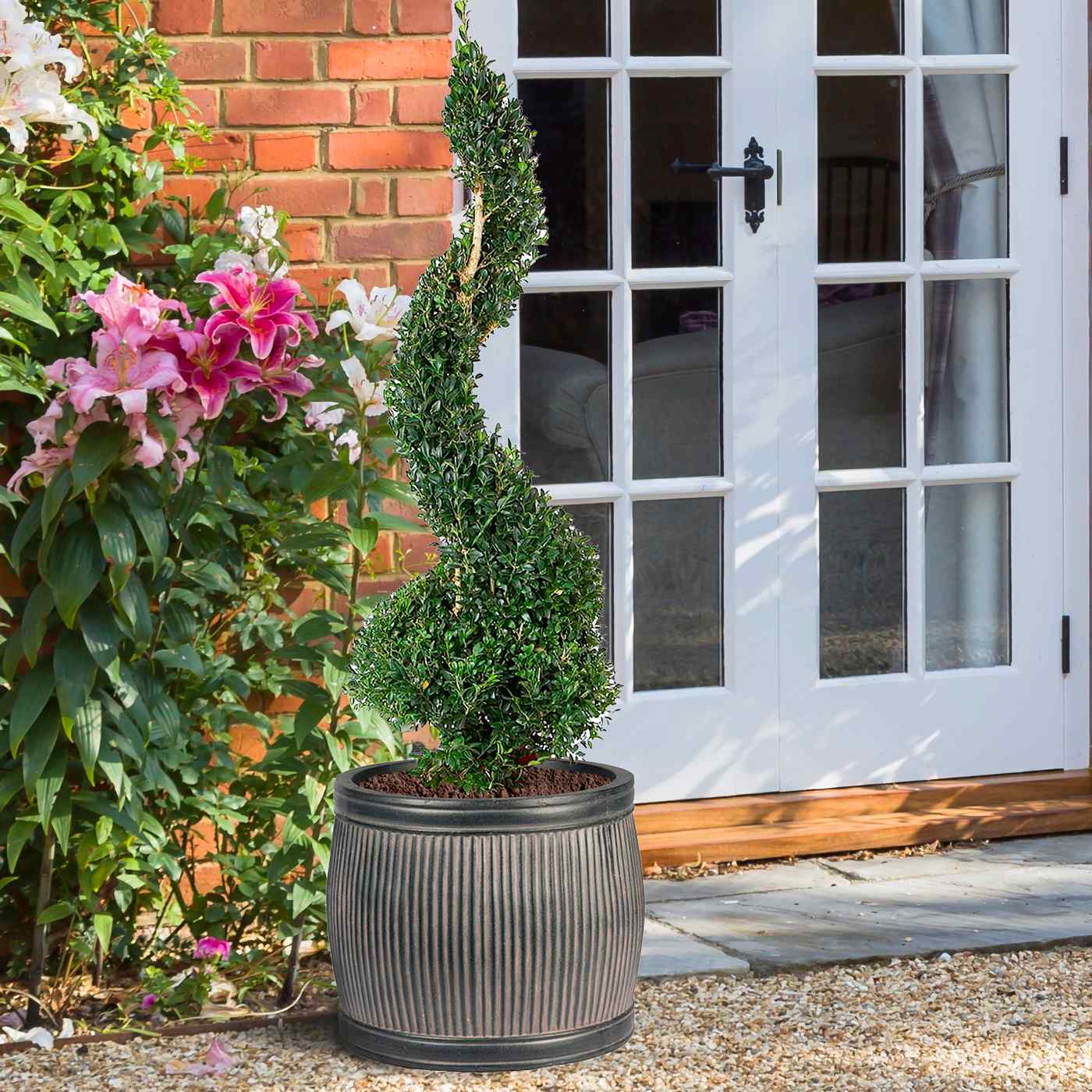 IDEALIST Lite Vertical Ribbed Vintage Style Barrel Round Planter