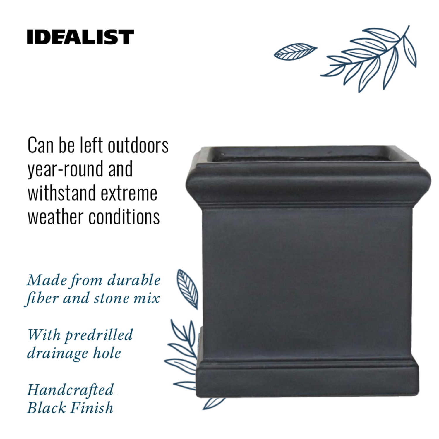 IDEALIST Lite Victorian Box Square Light Stone Outdoor Planter